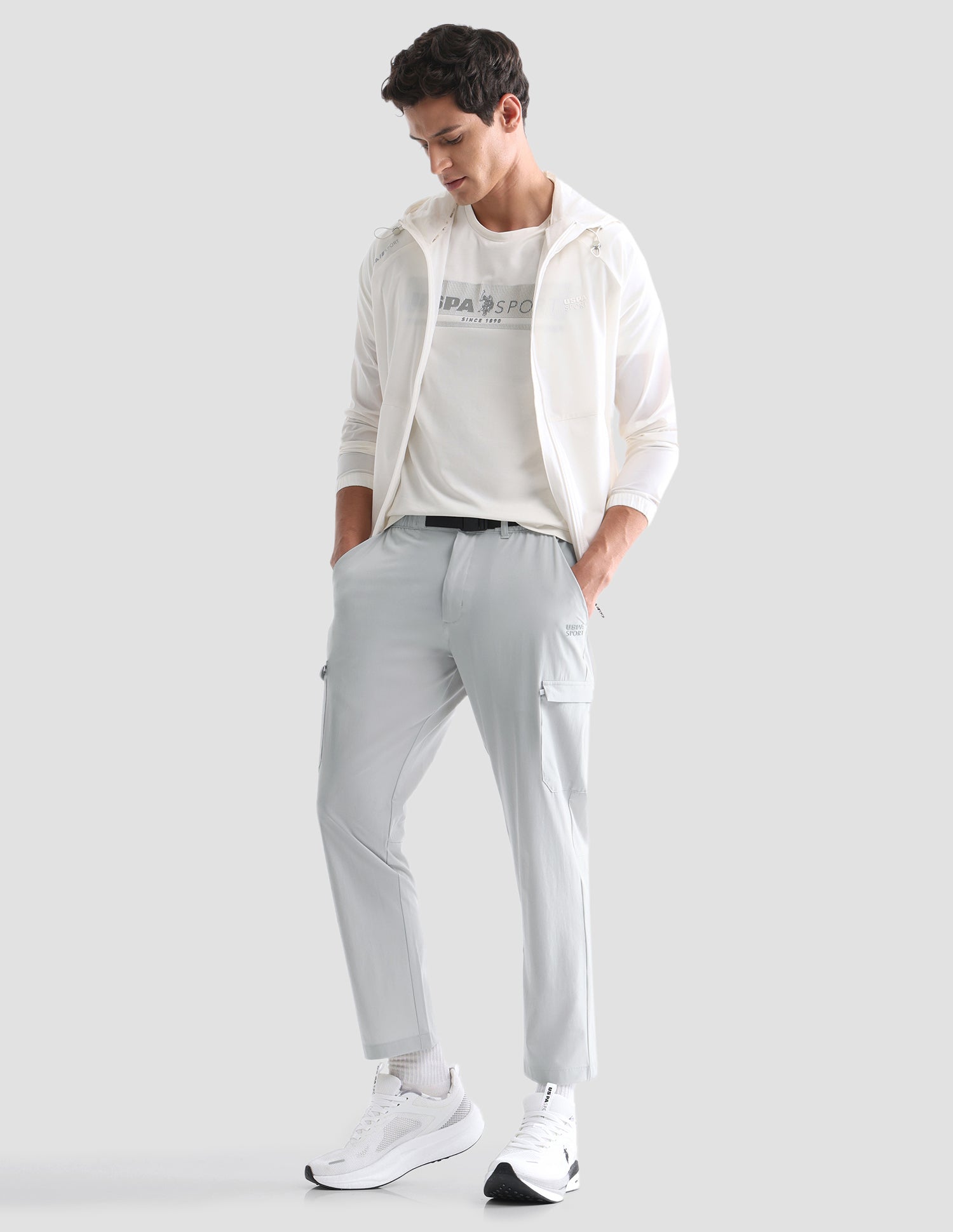 Solid Active Cargo Track Pants Grey - U.S. Polo Assn. India | Large