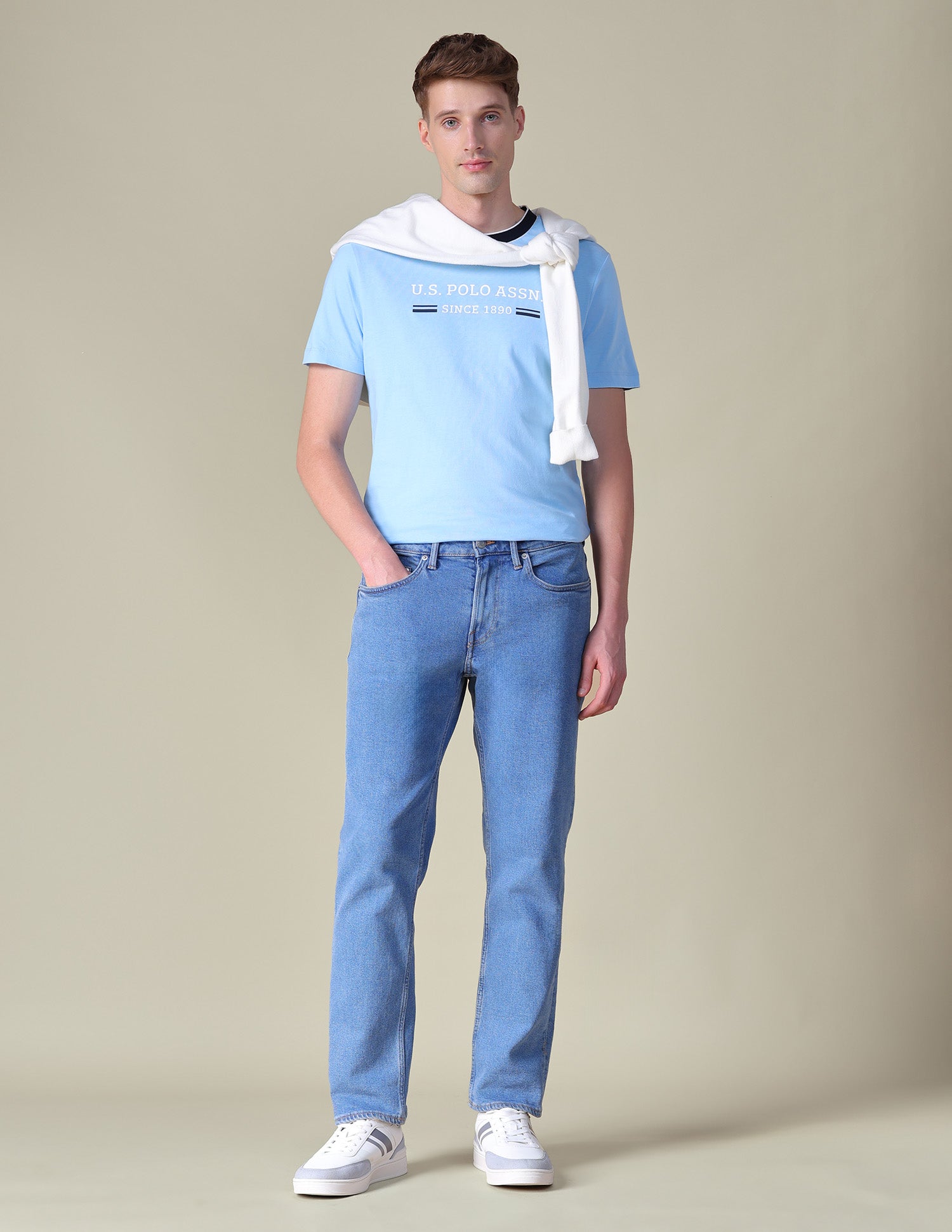 Brand Printed Slim Fit T-Shirt Blue - U.S. POLO ASSN. | Large