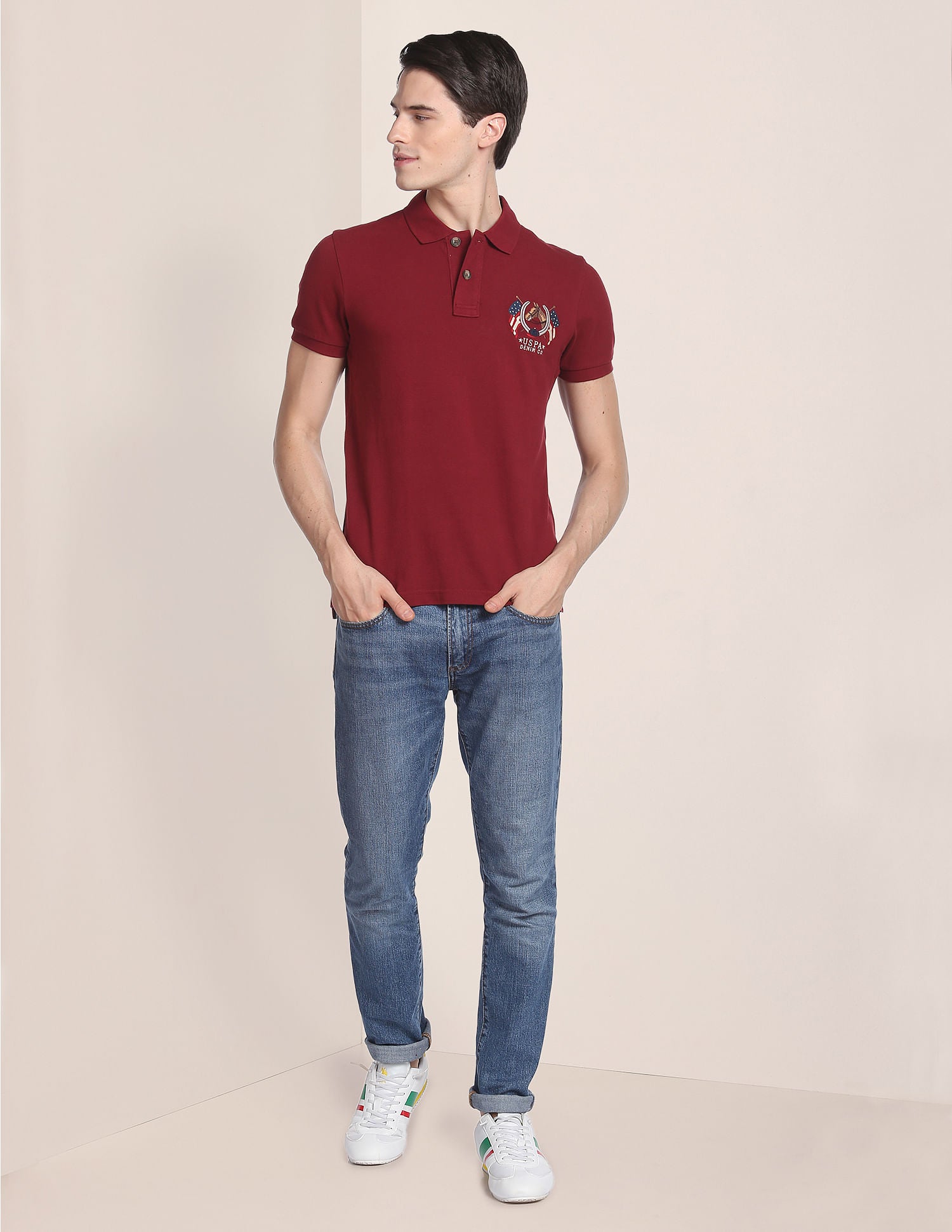 Cotton Solid Polo Shirt Maroon - U.S. Polo Assn. India | Large