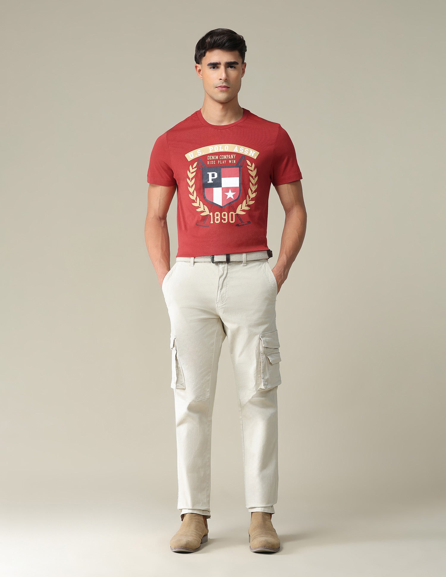 Short Sleeve Muscle Fit T-Shirt Maroon - U.S. POLO ASSN. | Large