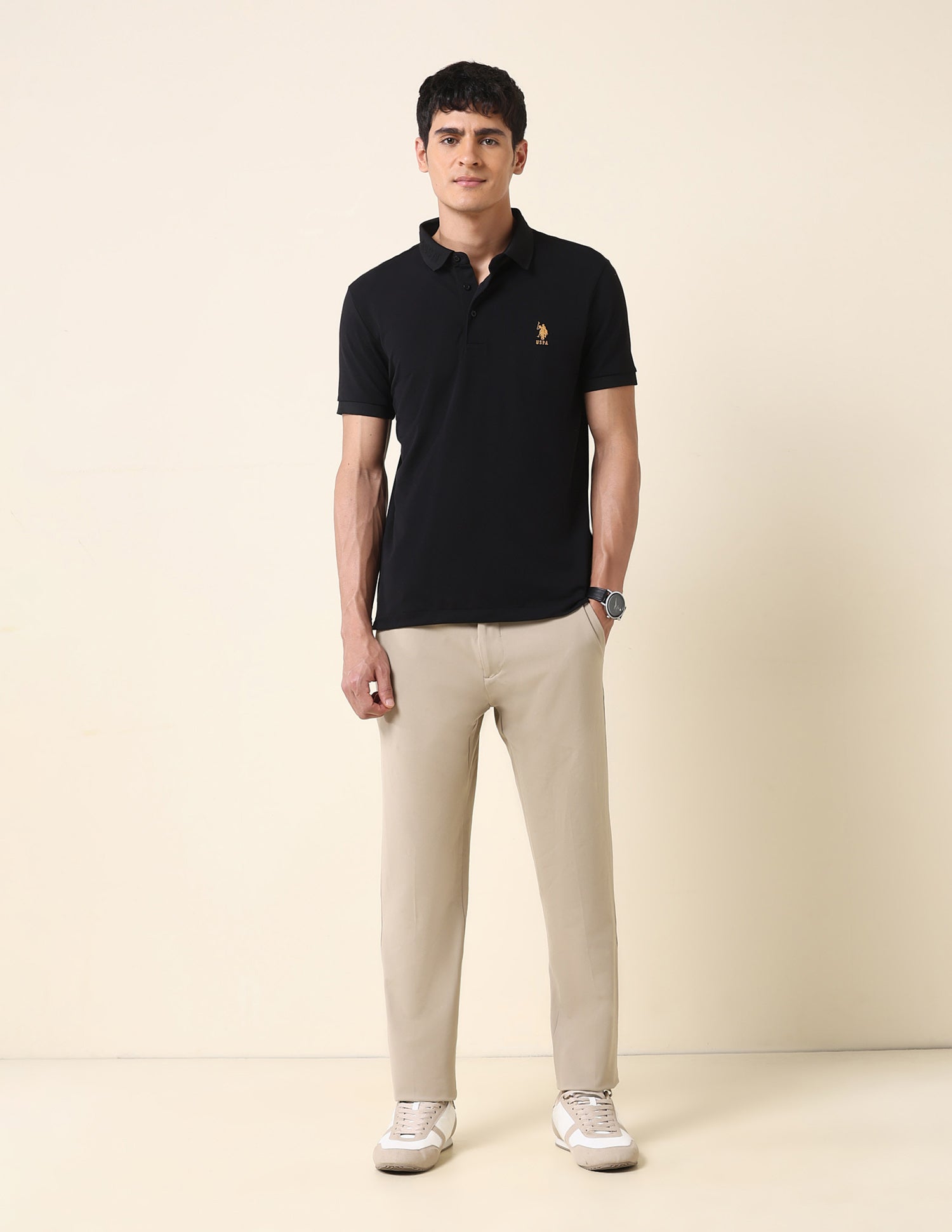 Solid Slim Fit Polo Shirt Black - U.S. Polo Assn. India | Large