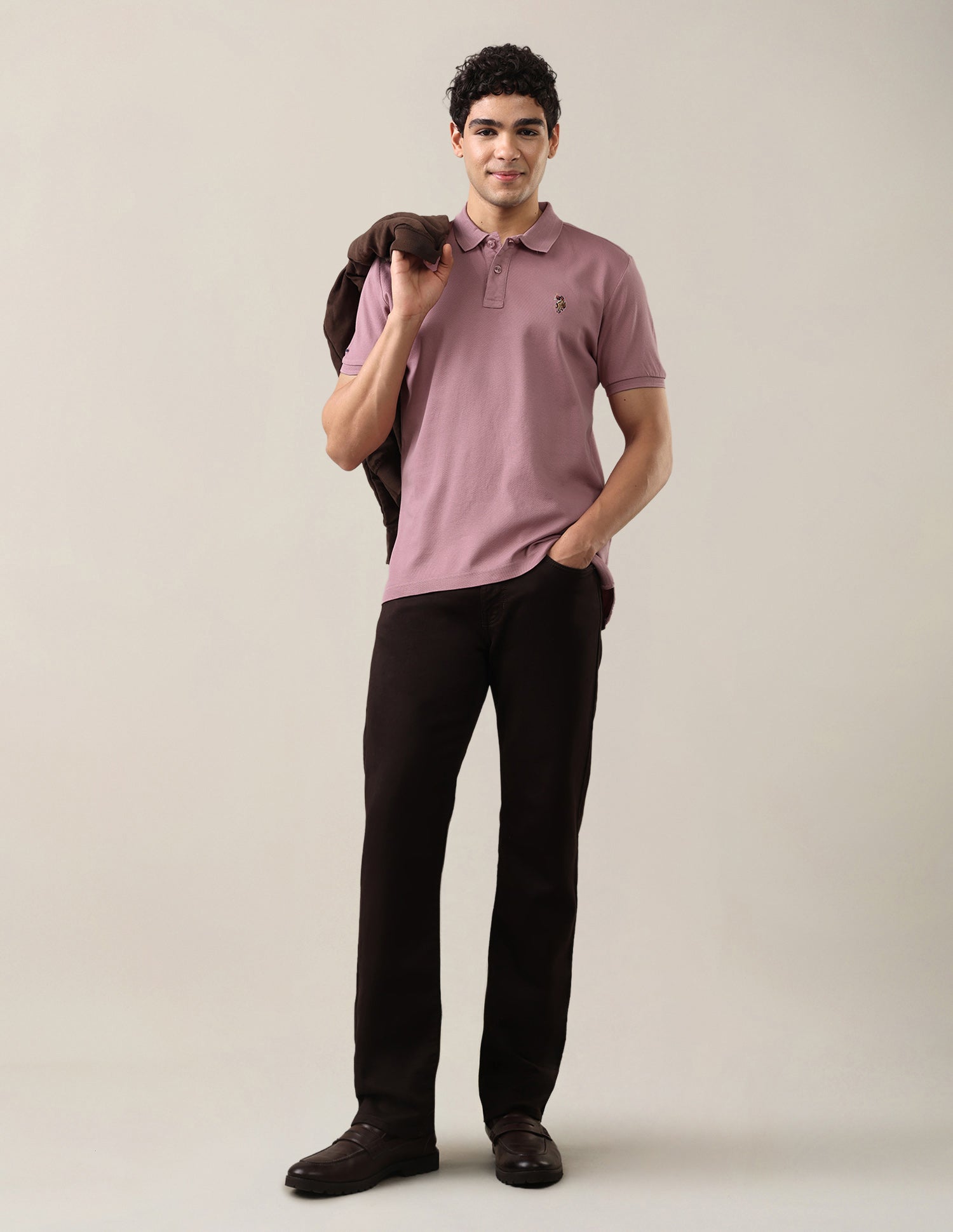 Solid Slim Fit Polo Shirt Peach - U.S. Polo Assn. India | Large