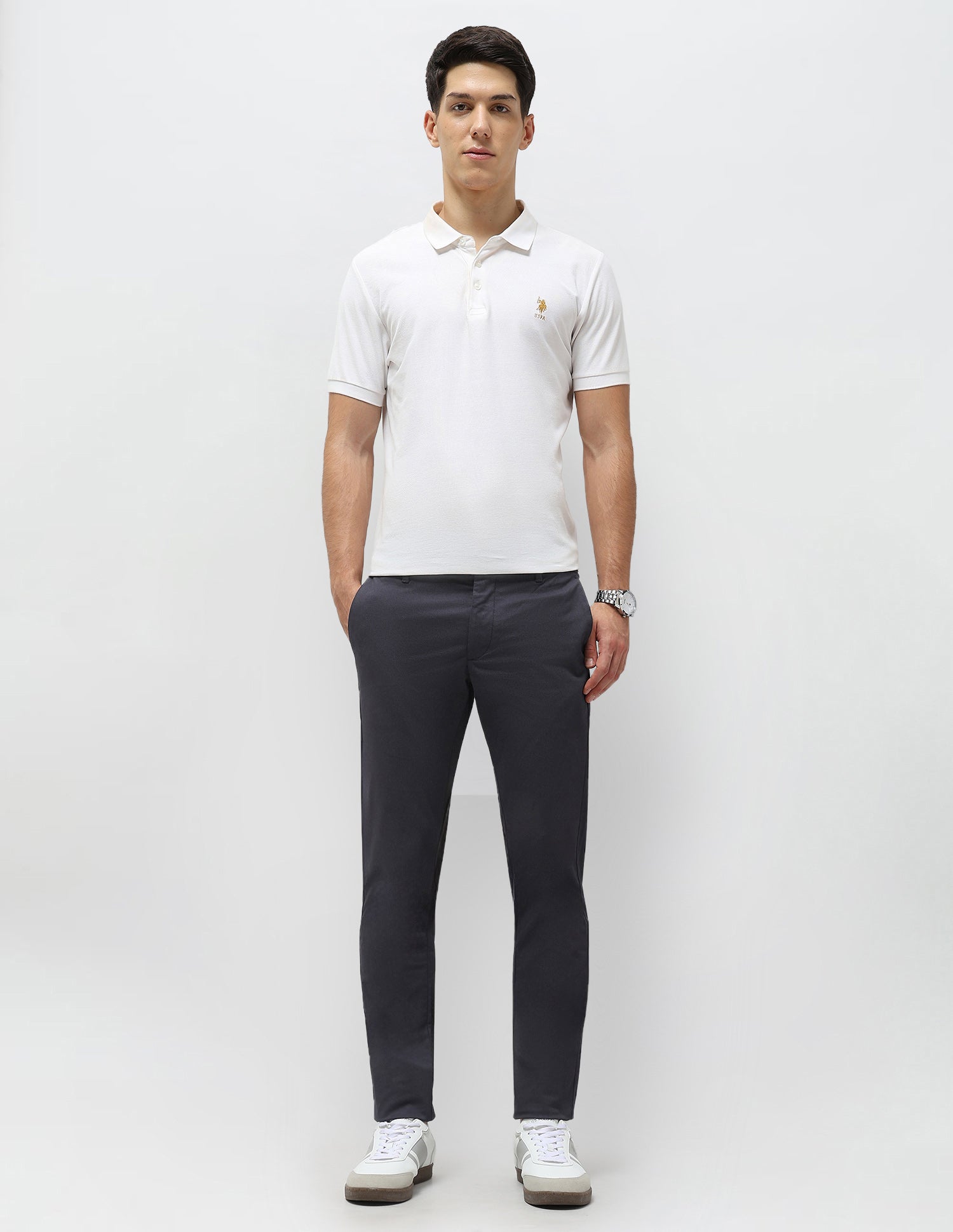 Slim Fit All Over Printed Trousers Navy - U.S. POLO ASSN. | Large