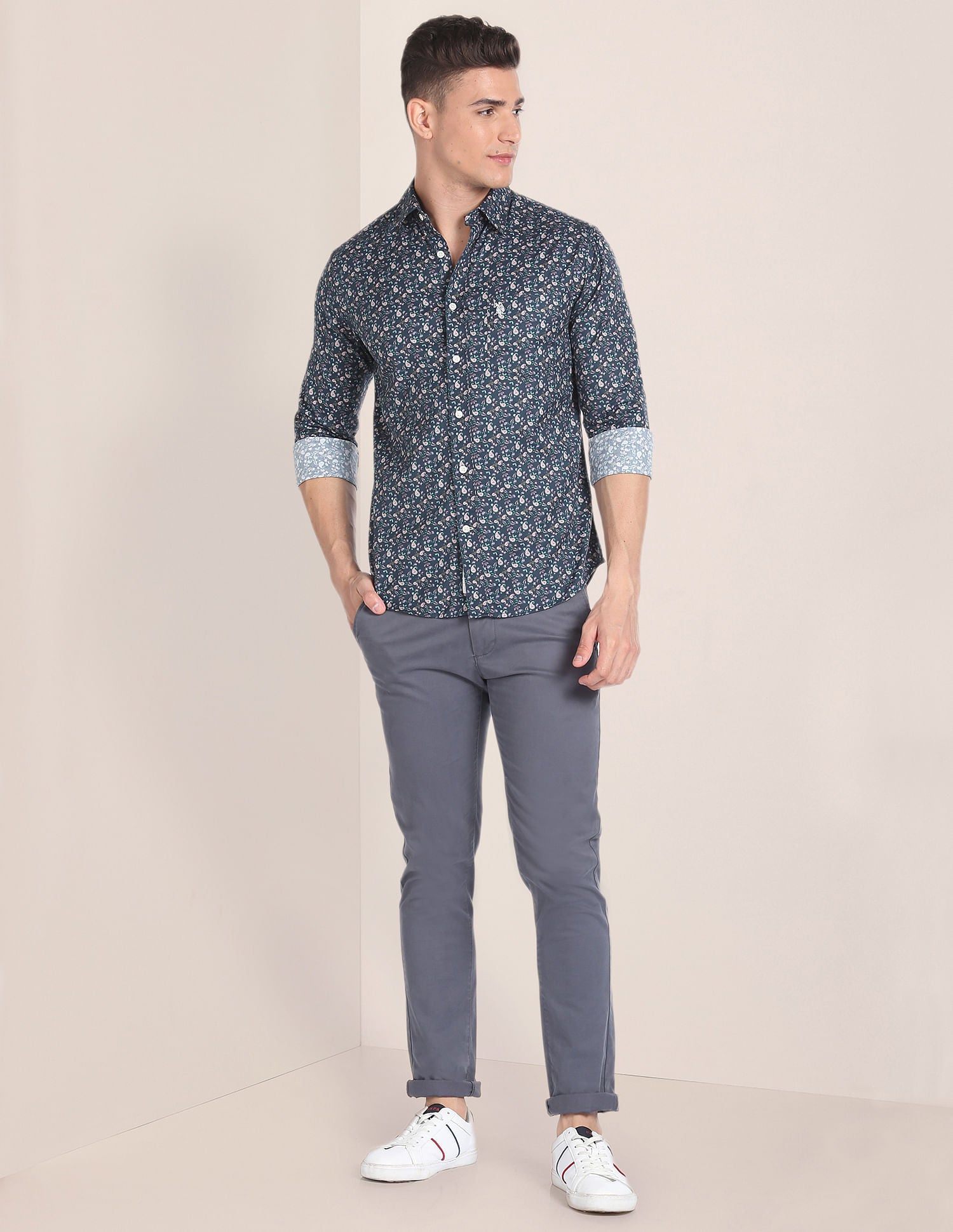 Paisley Print Twill Shirt Teal - U.S. Polo Assn. India | Large