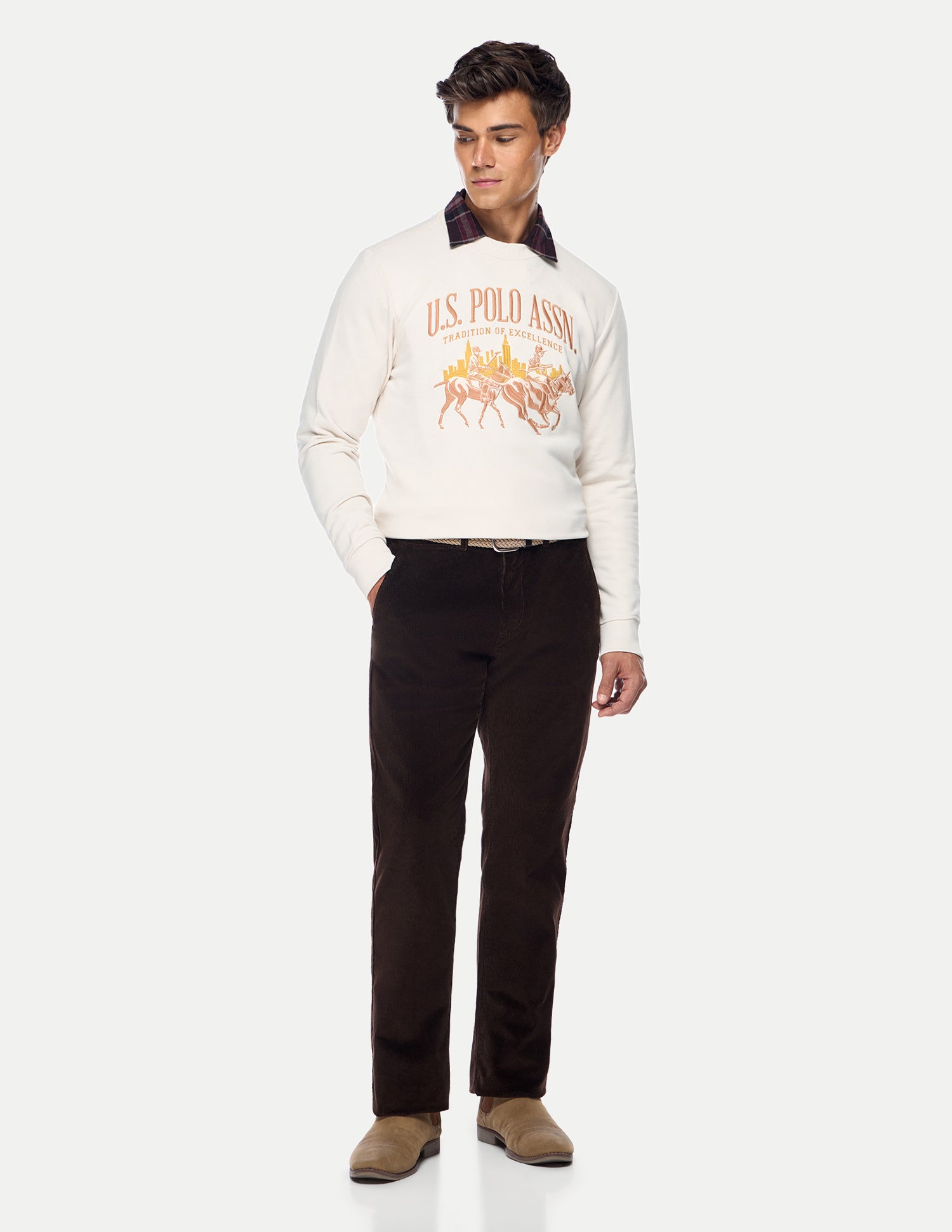 Brand Embroidered Regular Fit Sweatshirt Off White - U.S. Polo Assn. India | Large