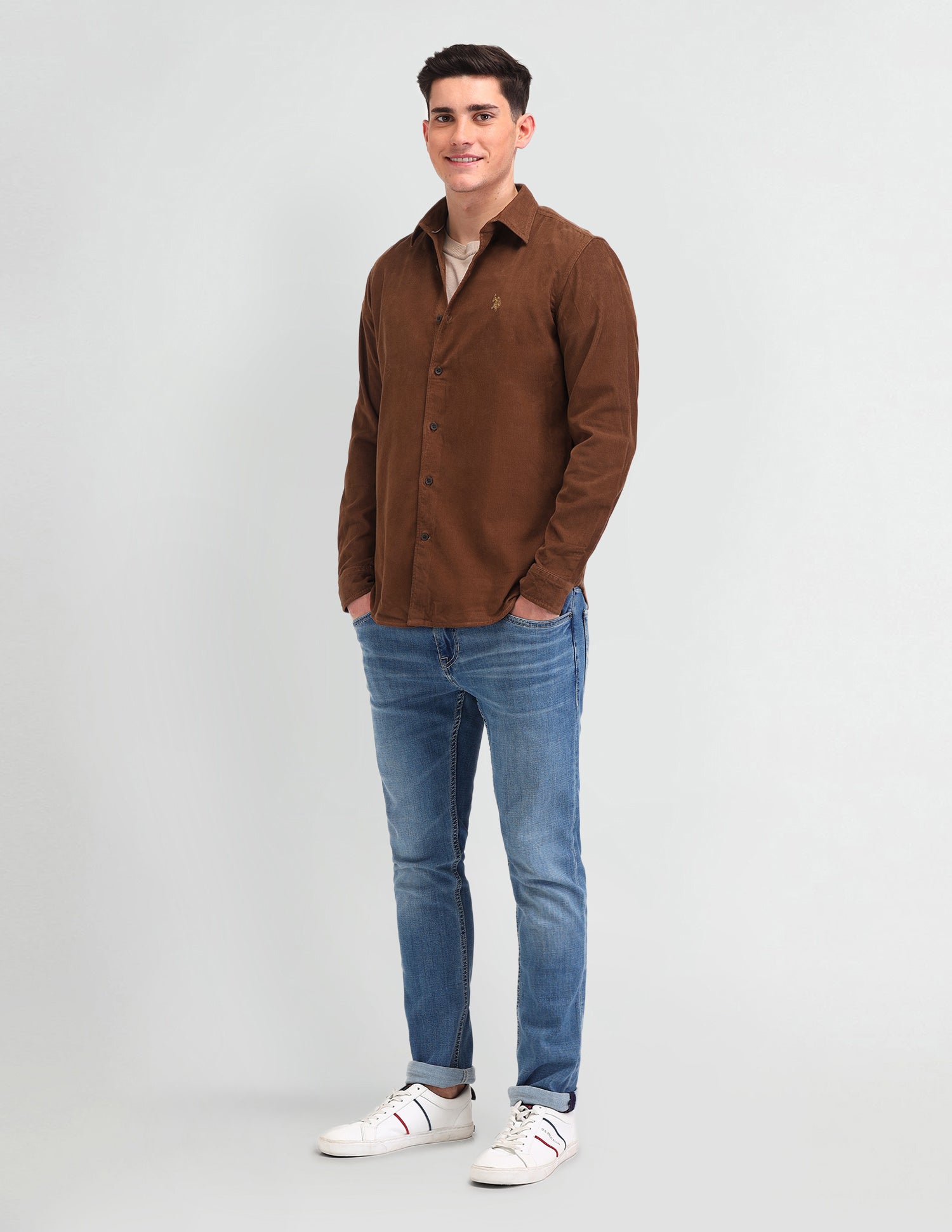 Textured Cotton Shirt Rust - U.S. Polo Assn. India | Large