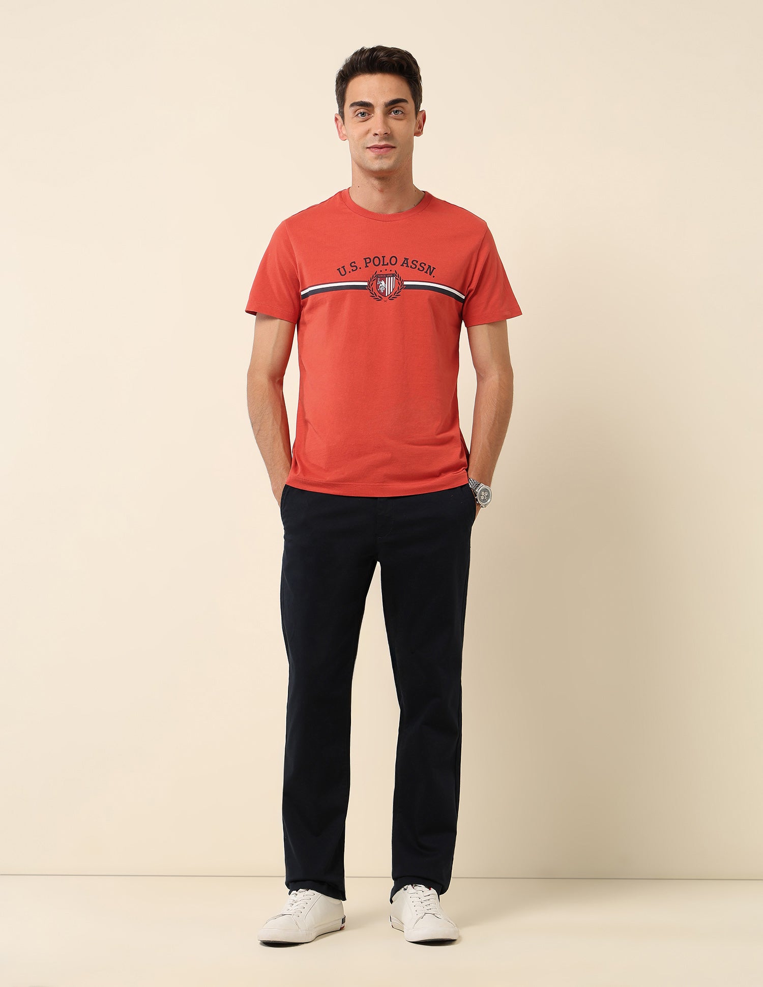 Pure Cotton Slim Fit T-Shirt Red - U.S. Polo Assn. India | Large