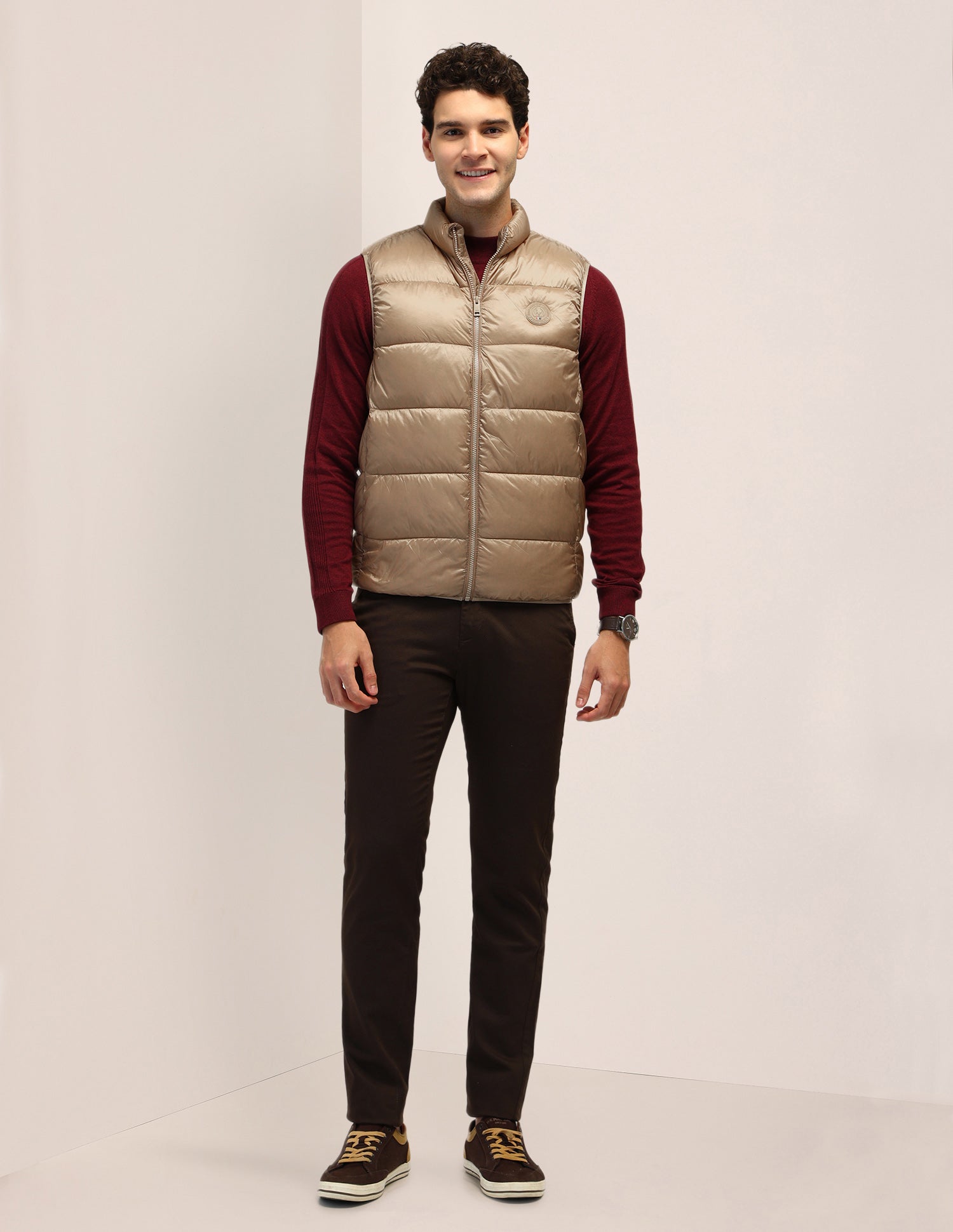 Solid Regular Fit Jacket Khaki - U.S. Polo Assn. India | Large