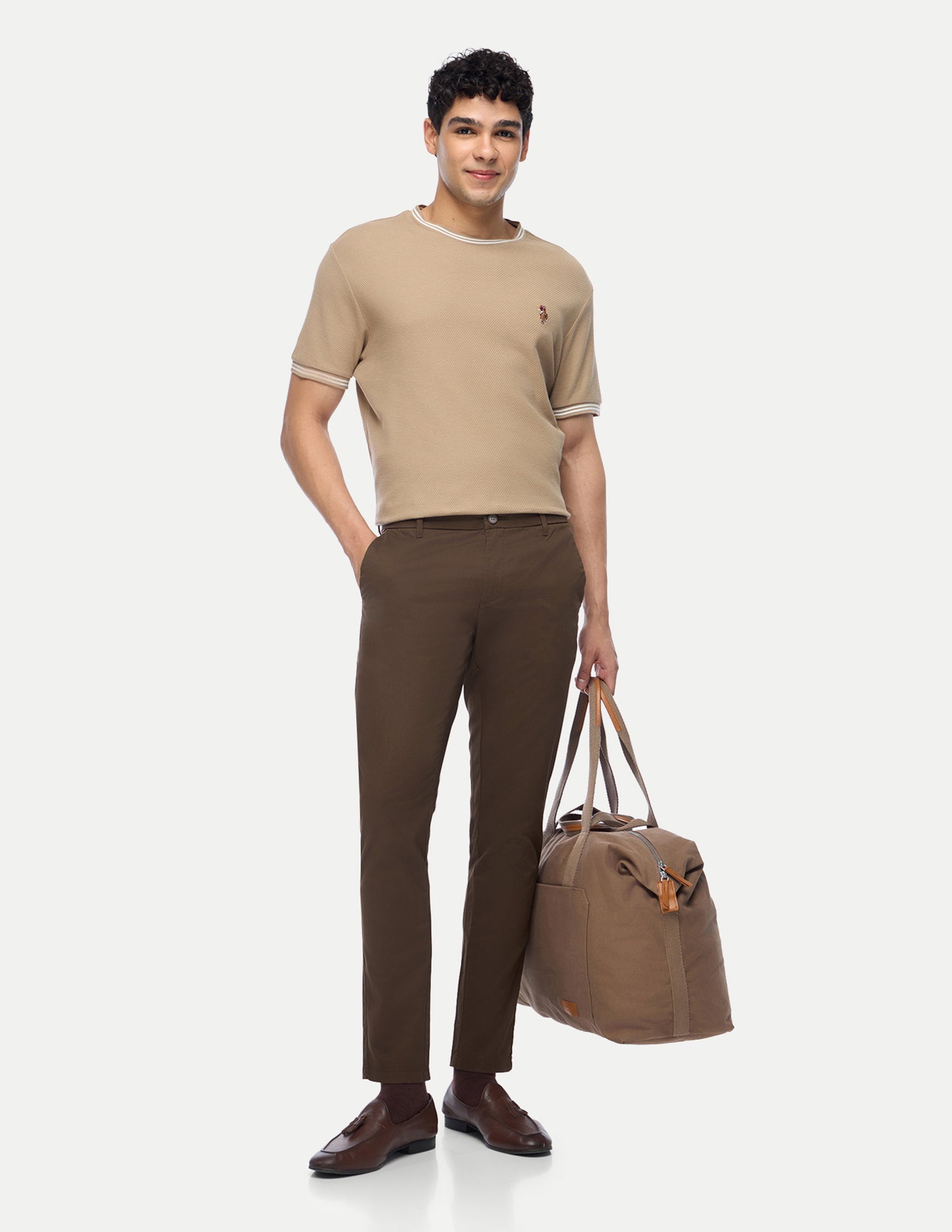 Austin Trim Regular Fit Twill Trousers Dark Brown - U.S. Polo Assn. India | Large