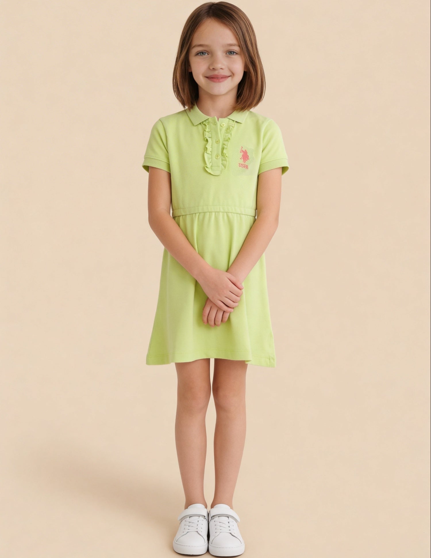 Knitted Polo T-Shirt Dress Lime - U.S. Polo Assn. India | Large