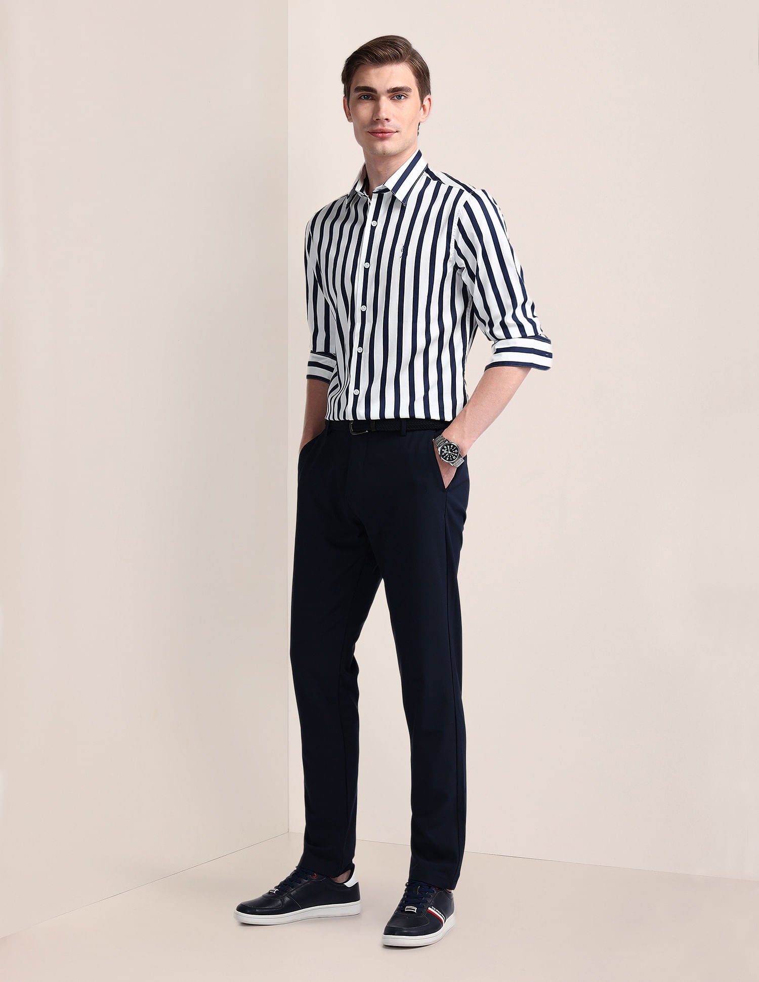 Tailored Fit Vertical Striped Shirt Navy - U.S. POLO ASSN. | Large