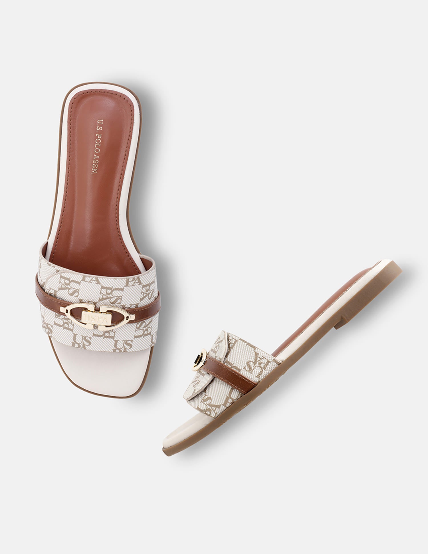 Monogram Leandre Sandals Off White - U.S. Polo Assn. India | Large