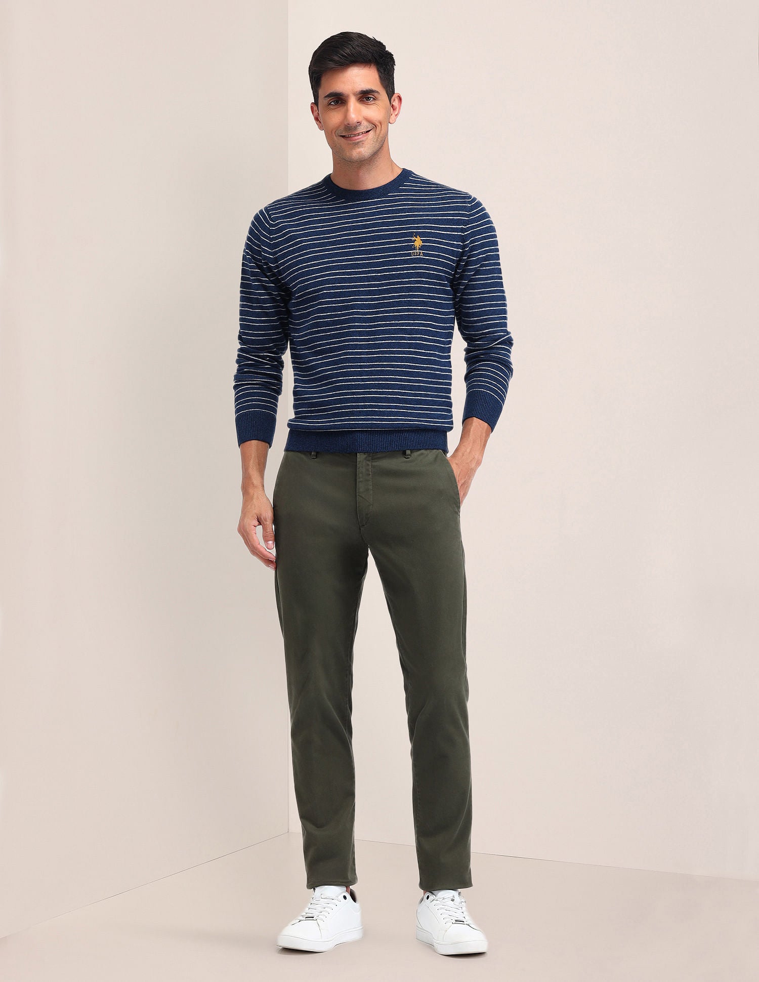Regular Fit Striped Sweater Blue - U.S. Polo Assn. India | Large