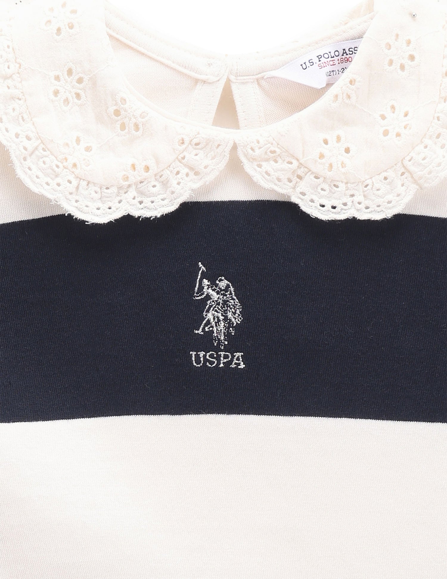 Girls Long Sleeve Horizontal Stripe Polo Shirt Navy - U.S. POLO ASSN. | Large