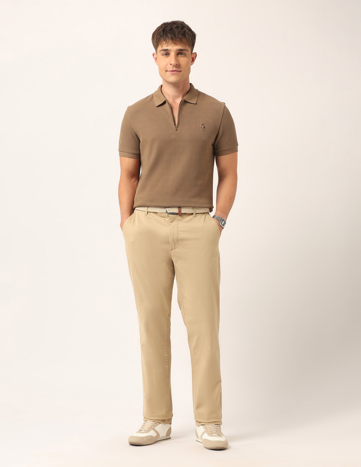 Solid Muscle Fit Polo Shirt Brown - U.S. Polo Assn. India | Large
