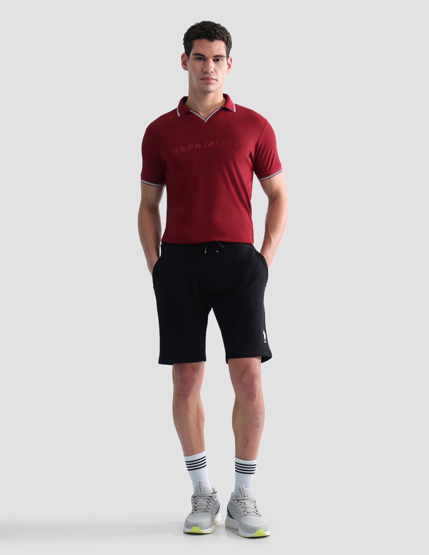 Mid Rise Slim Fit Active Shorts Black - U.S. Polo Assn. India | Large