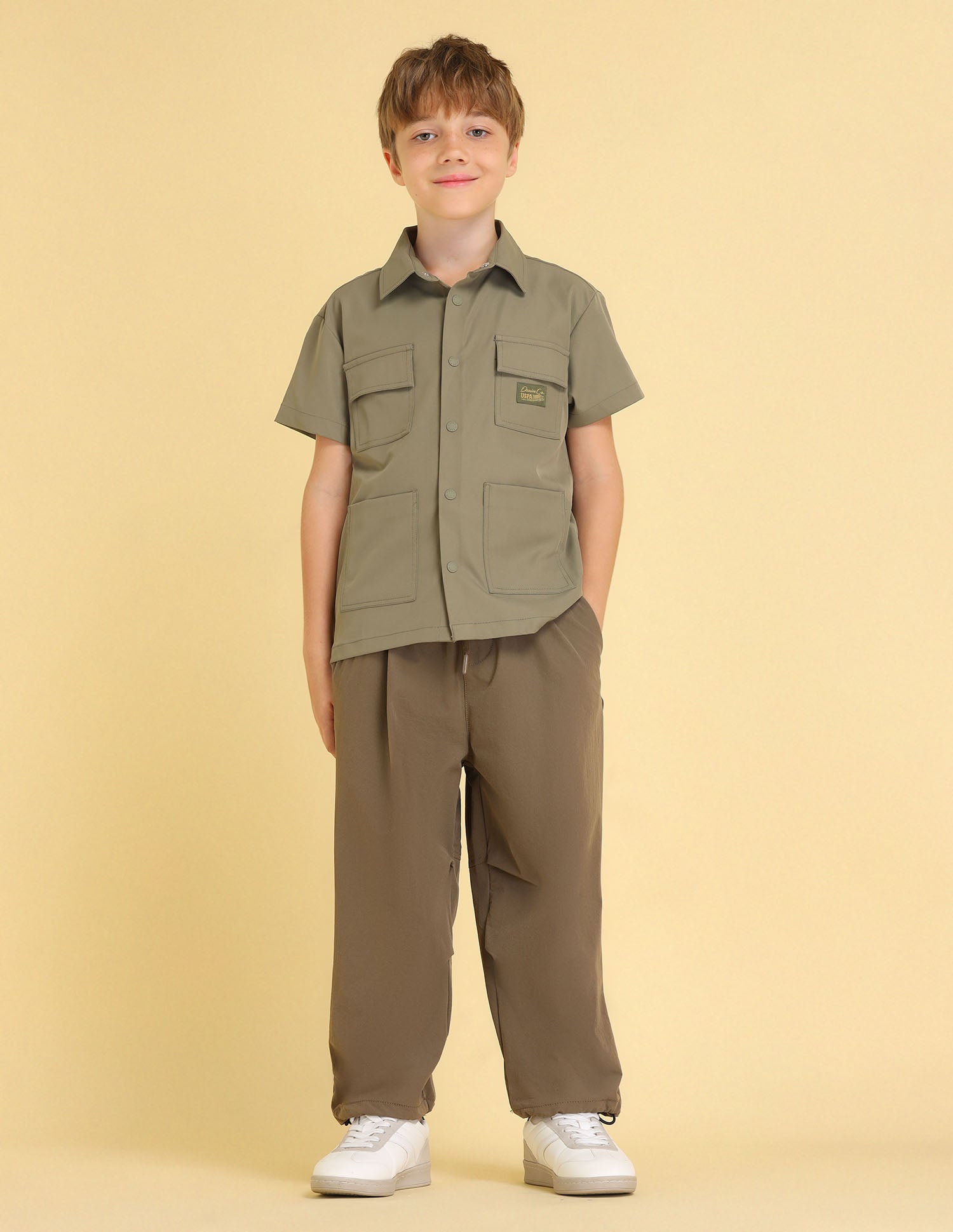 UKSHT1515 OLIVE Boys Shirt Olive - U.S. POLO ASSN. | Large