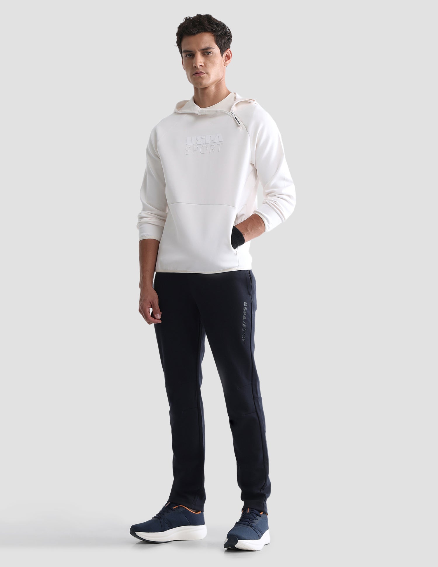 Regular Fit Solid Active Sweatshirt Off White - U.S. Polo Assn. India | Large