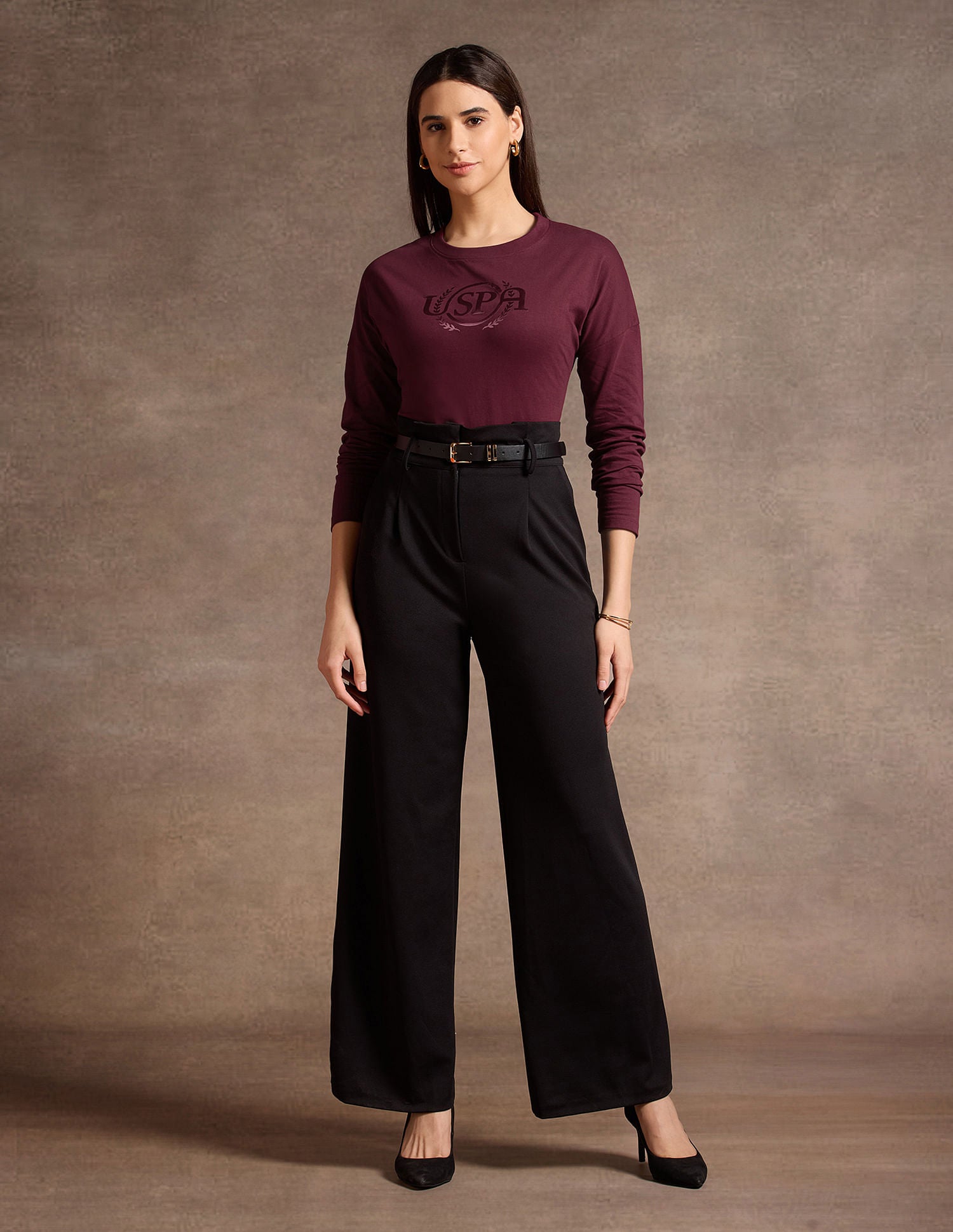 Drop Shoulder Satin Flock T-Shirt Maroon - U.S. POLO ASSN. | Large