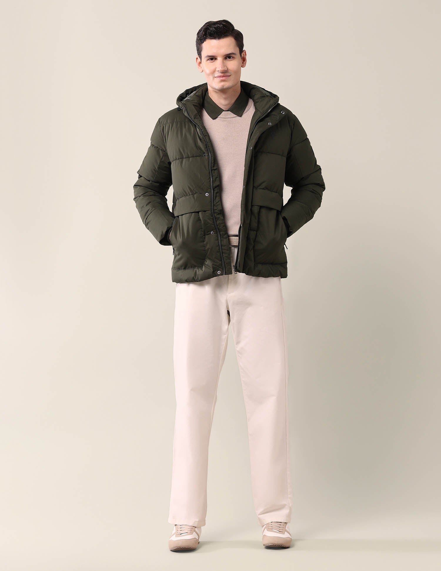 Hooded Regular Fit Puffer Jacket Dark Olive - U.S. POLO ASSN. | Large