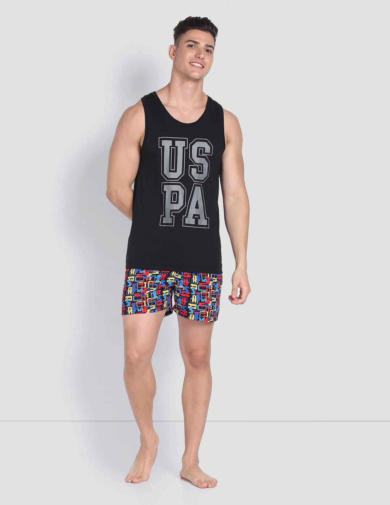 Brand Print Cotton IYBD Vest - Pack Of 1 Black - U.S. POLO ASSN. | Large