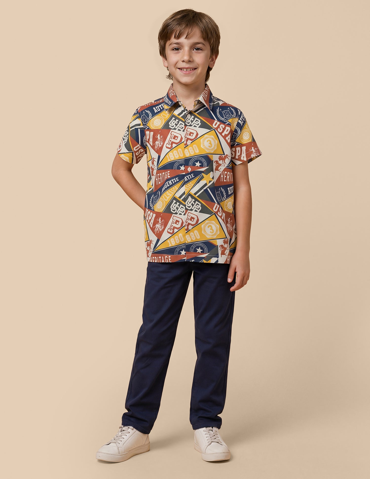 Graphic Brand Printed Twill Shirt Brown - U.S. Polo Assn. India | Large