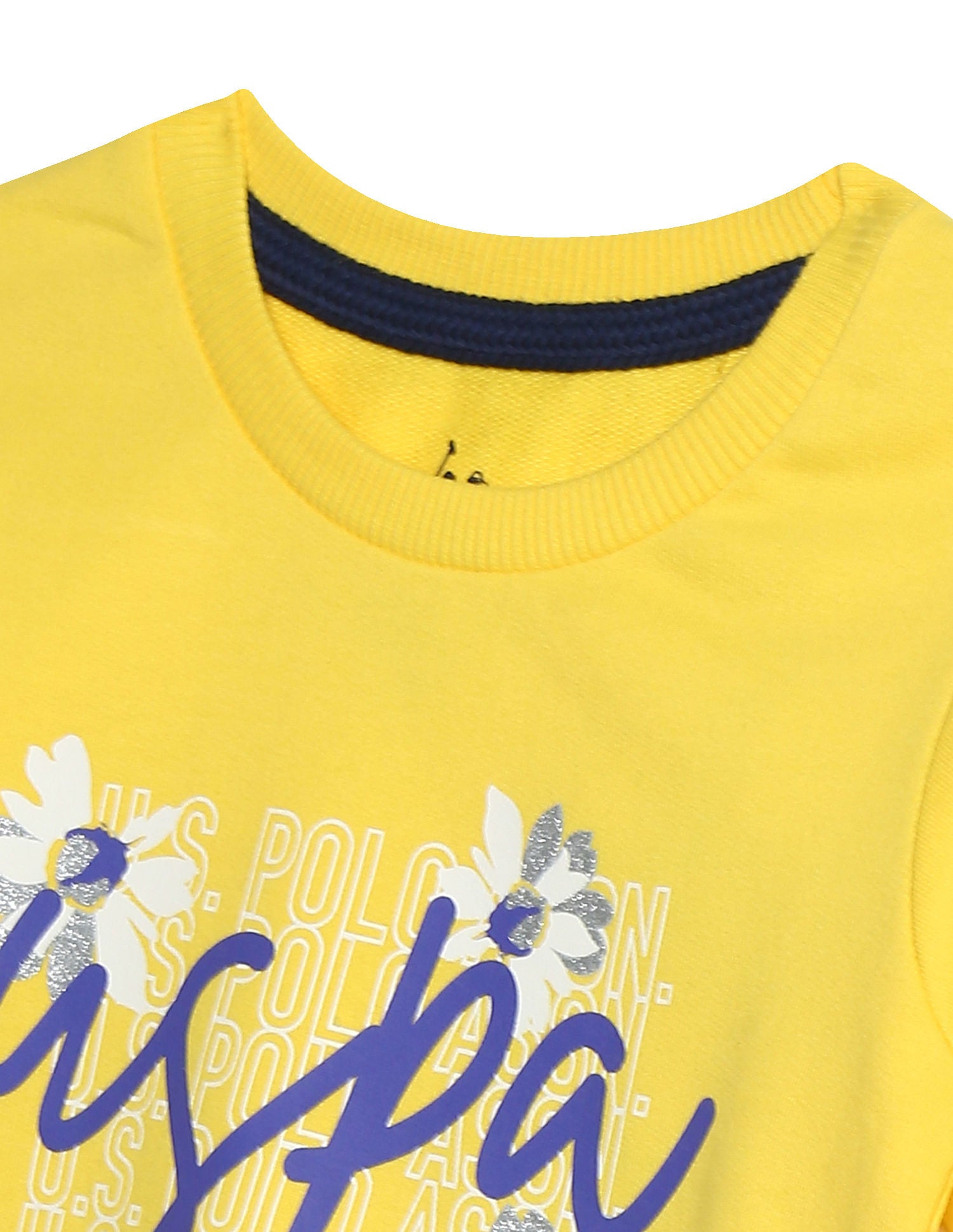 Crew Neck Printed Sweatshirt Yellow - U.S. POLO ASSN. | Large