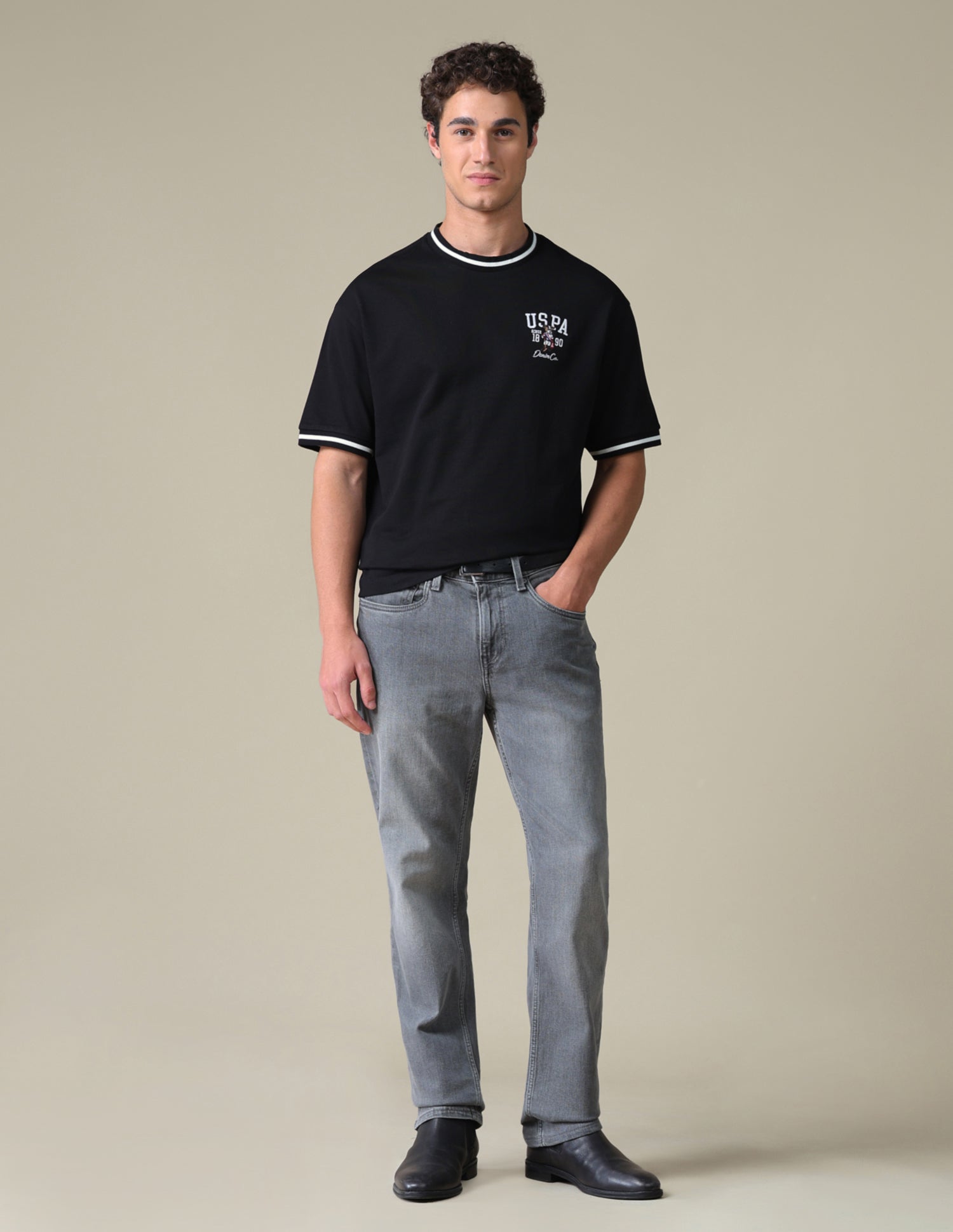 Relaxed Fit Solid T-Shirt Black - U.S. Polo Assn. India | Large