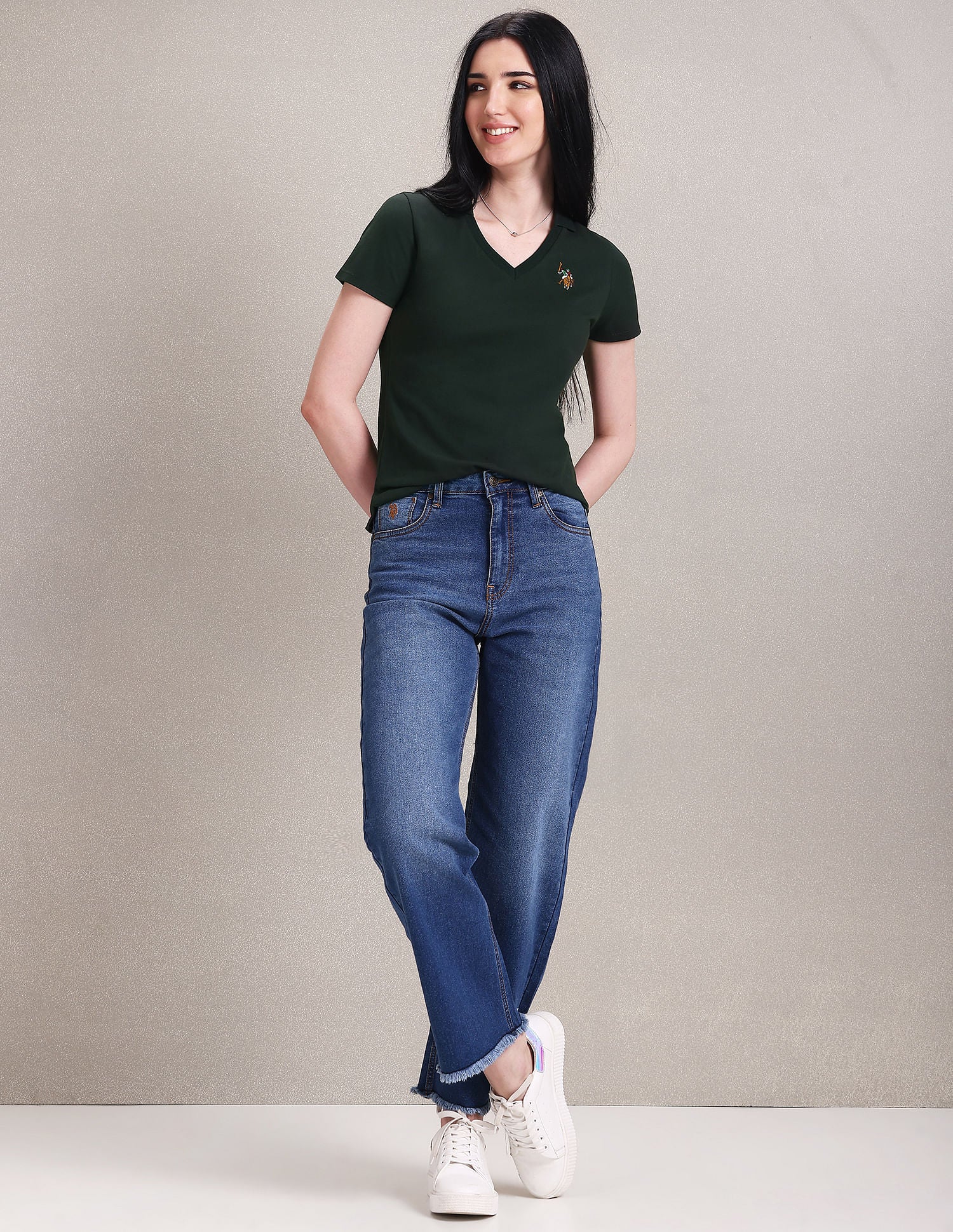 Notch Neck Pique Polo Shirt Dark Green - U.S. POLO ASSN. | Large