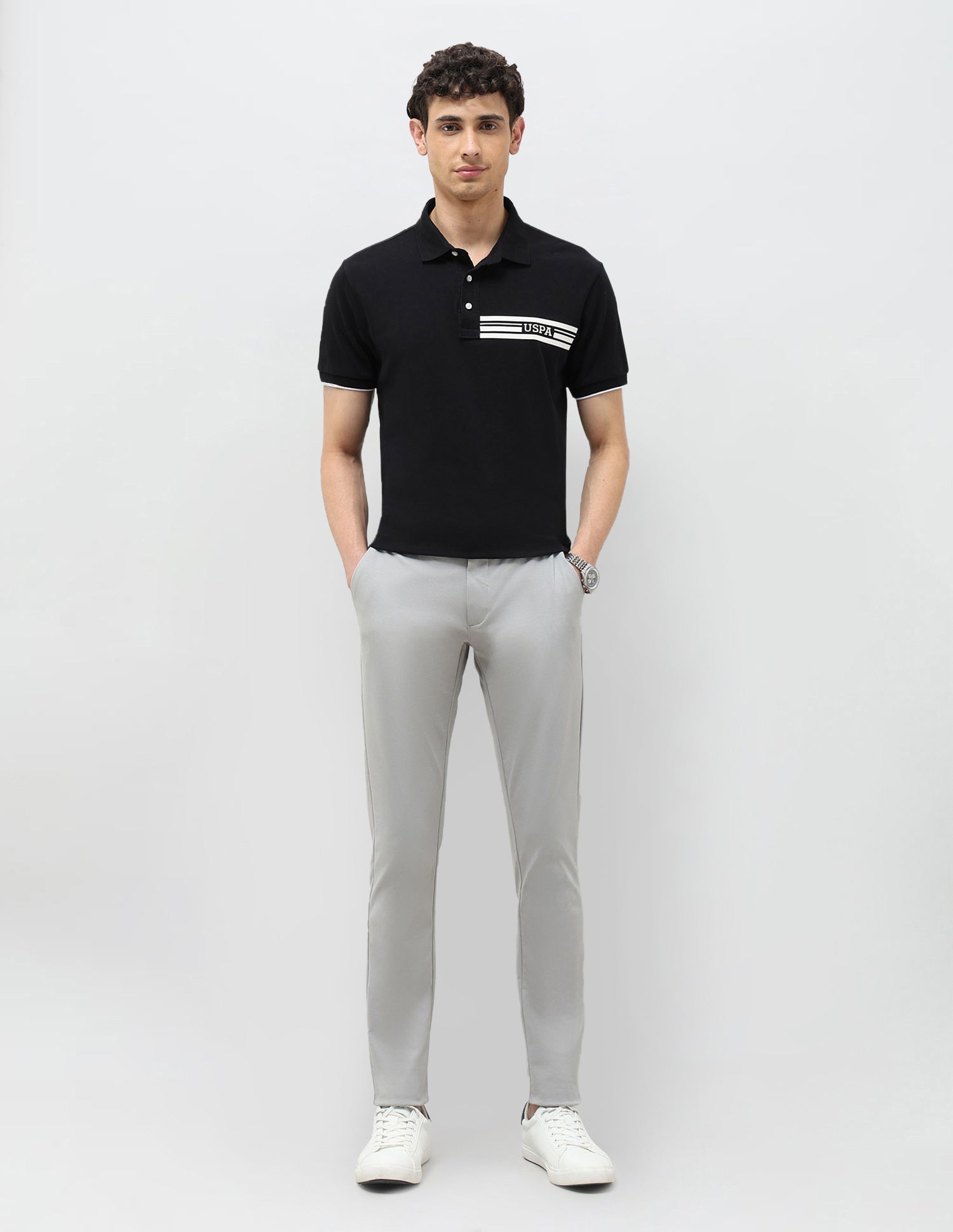 Mid Rise Slim Fit Trousers Grey - U.S. POLO ASSN. | Large