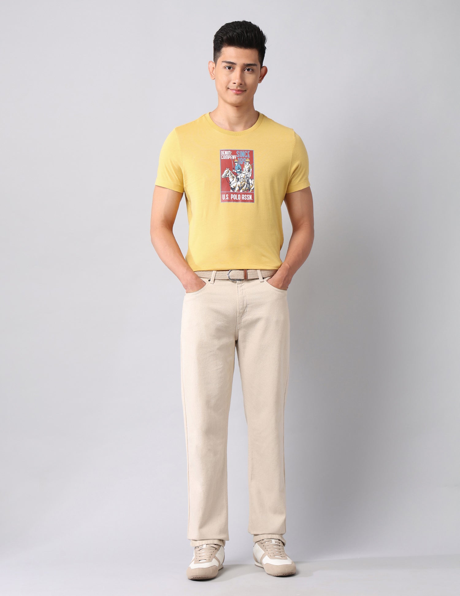Graphic Printed Muscle Fit T-Shirt Yellow - U.S. Polo Assn. India | Large