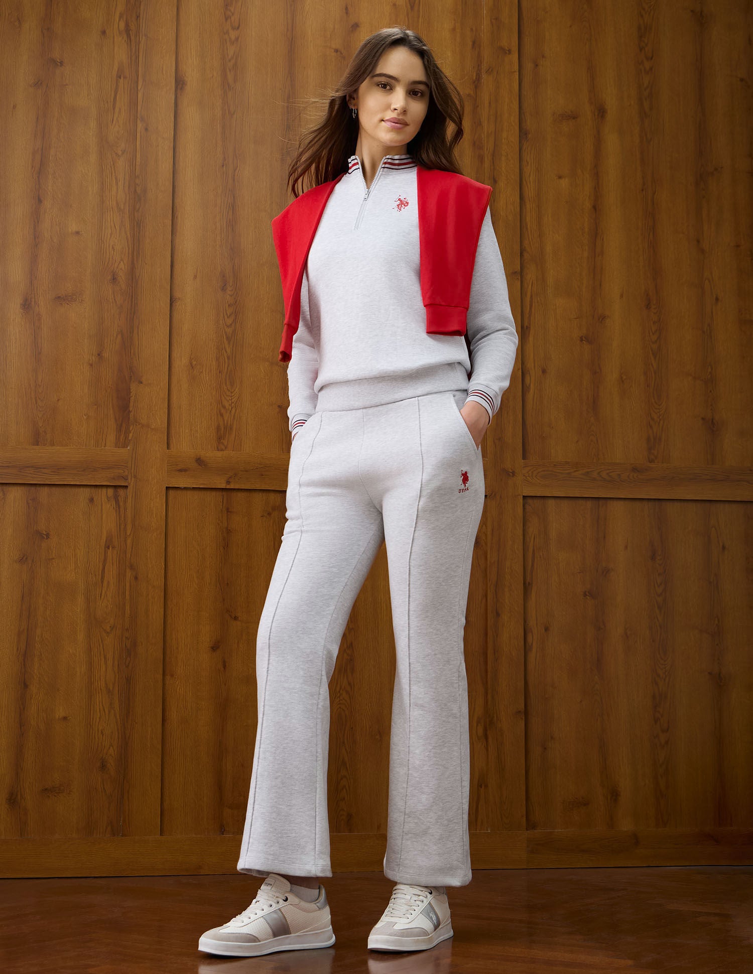 Solid Flared Fit Trousers Grey - U.S. POLO ASSN. | Large