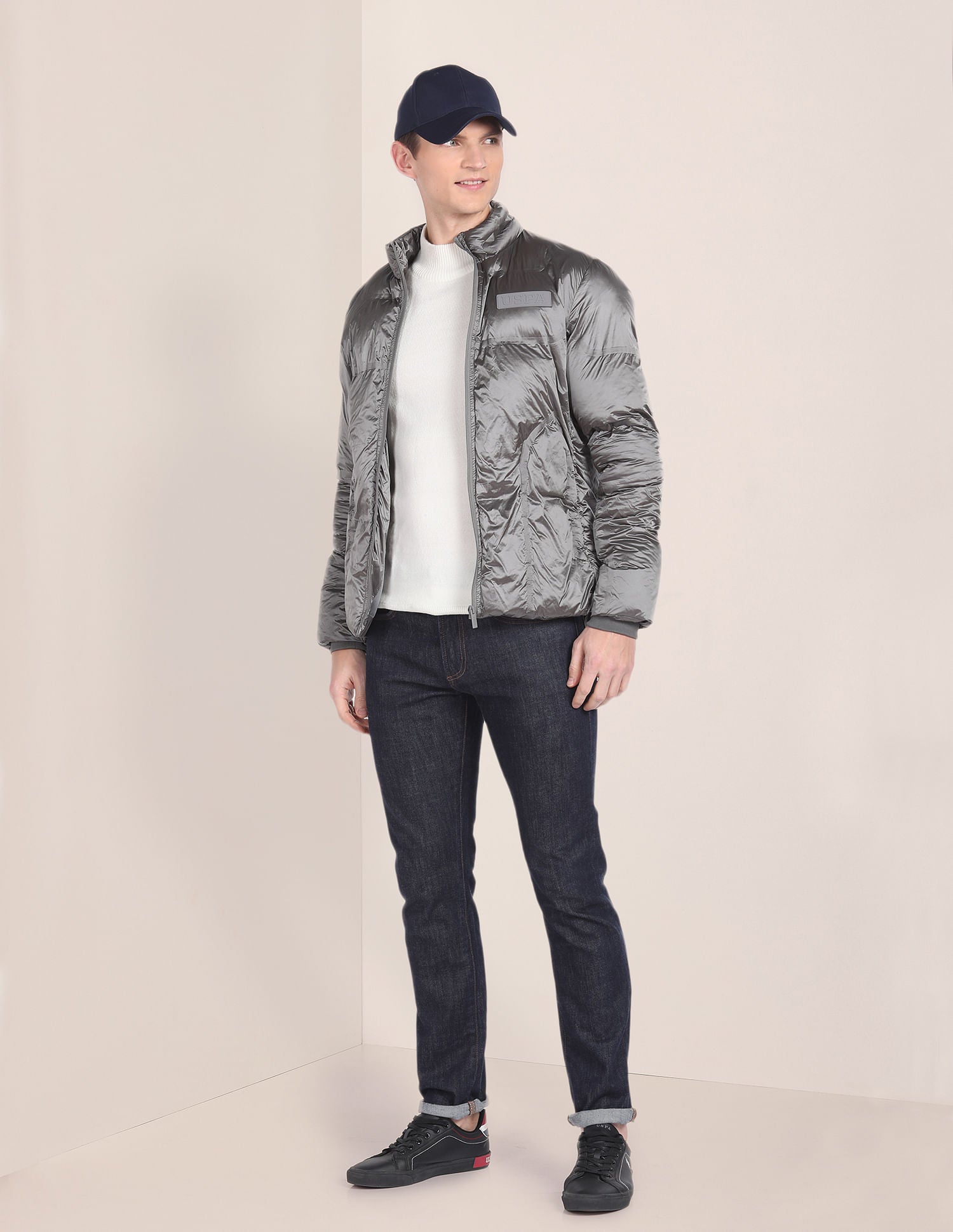 High Neck Solid Quilted Jacket – U.S. Polo Assn. India