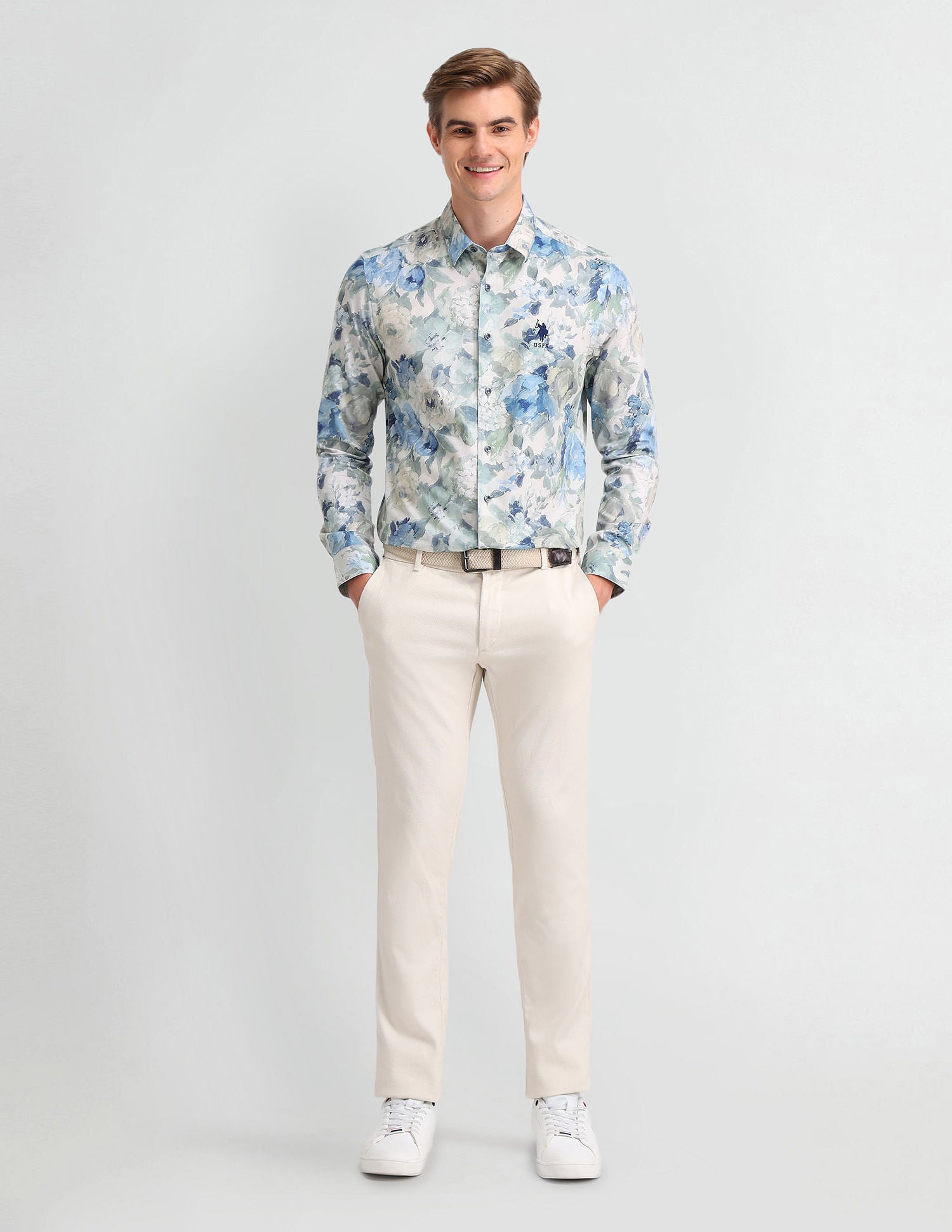 Satin Digital Print Shirt Light Green - U.S. Polo Assn. India | Large