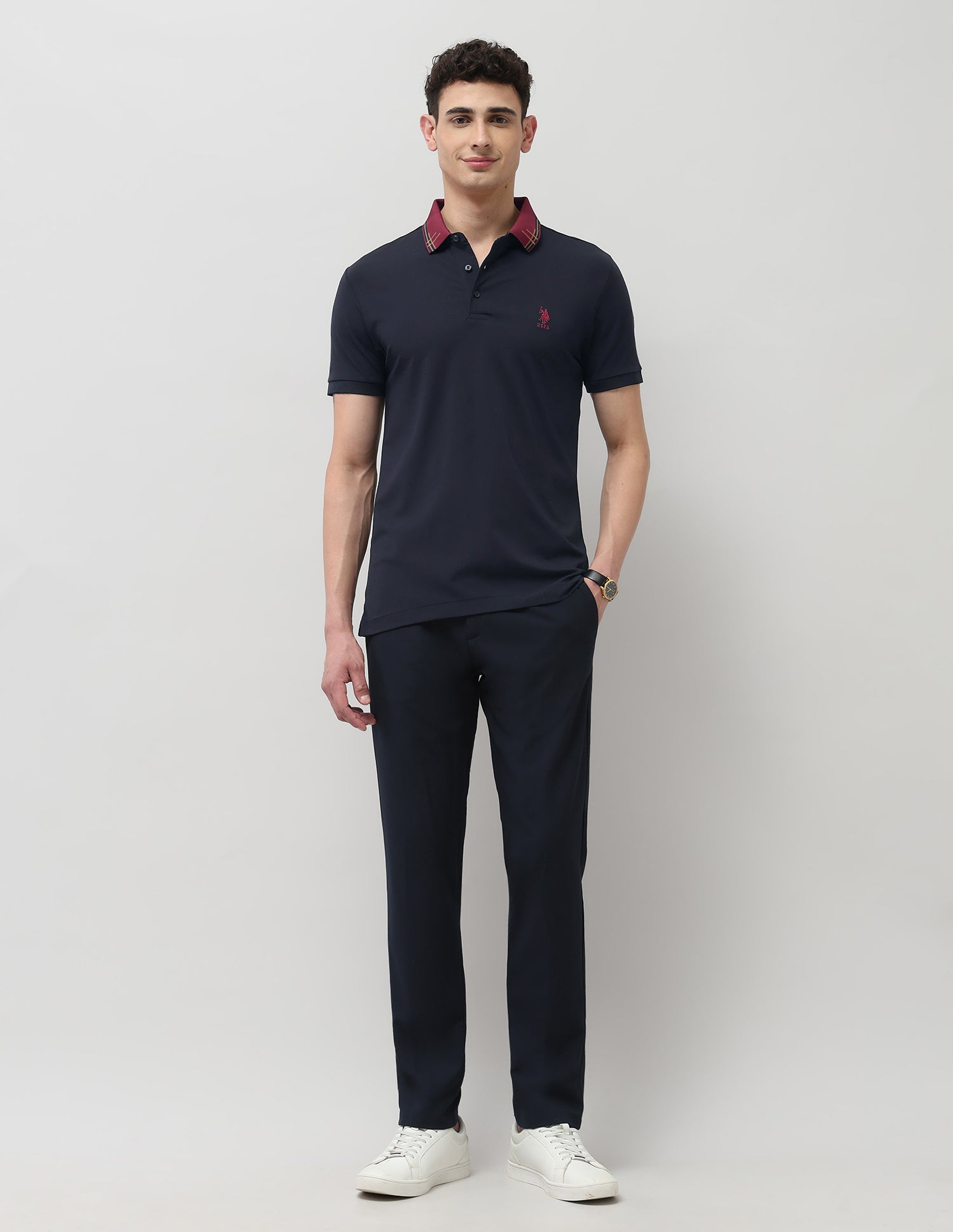 Regular Fit Solid Polo Shirt Navy - U.S. POLO ASSN. | Large