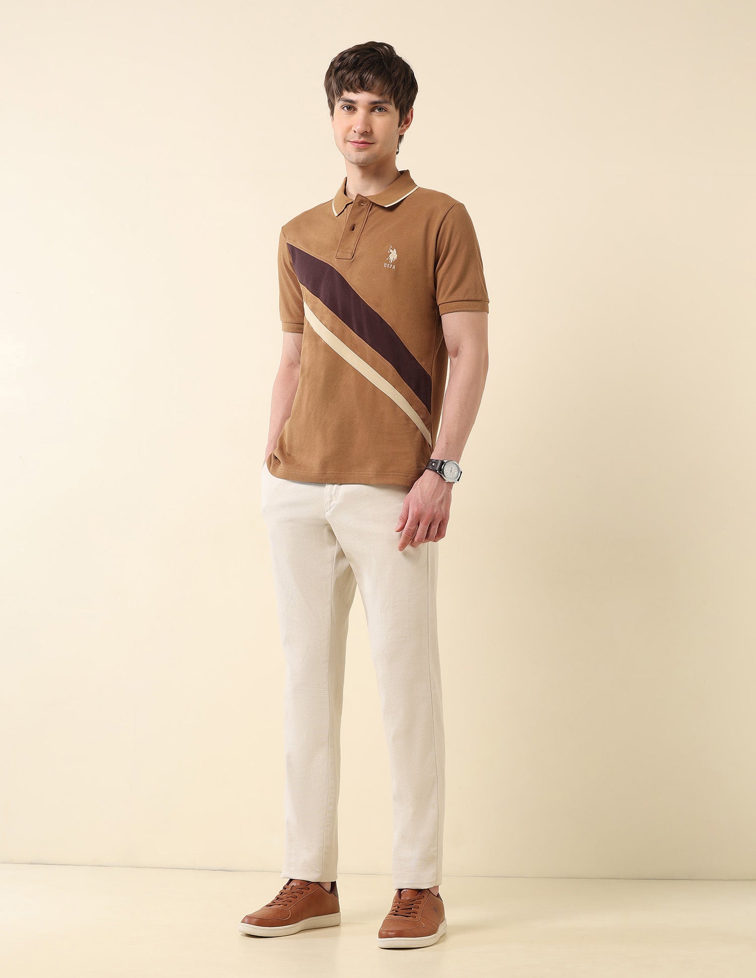 Colourblocked Classic Polo Shirt Mustard - U.S. POLO ASSN. | Large