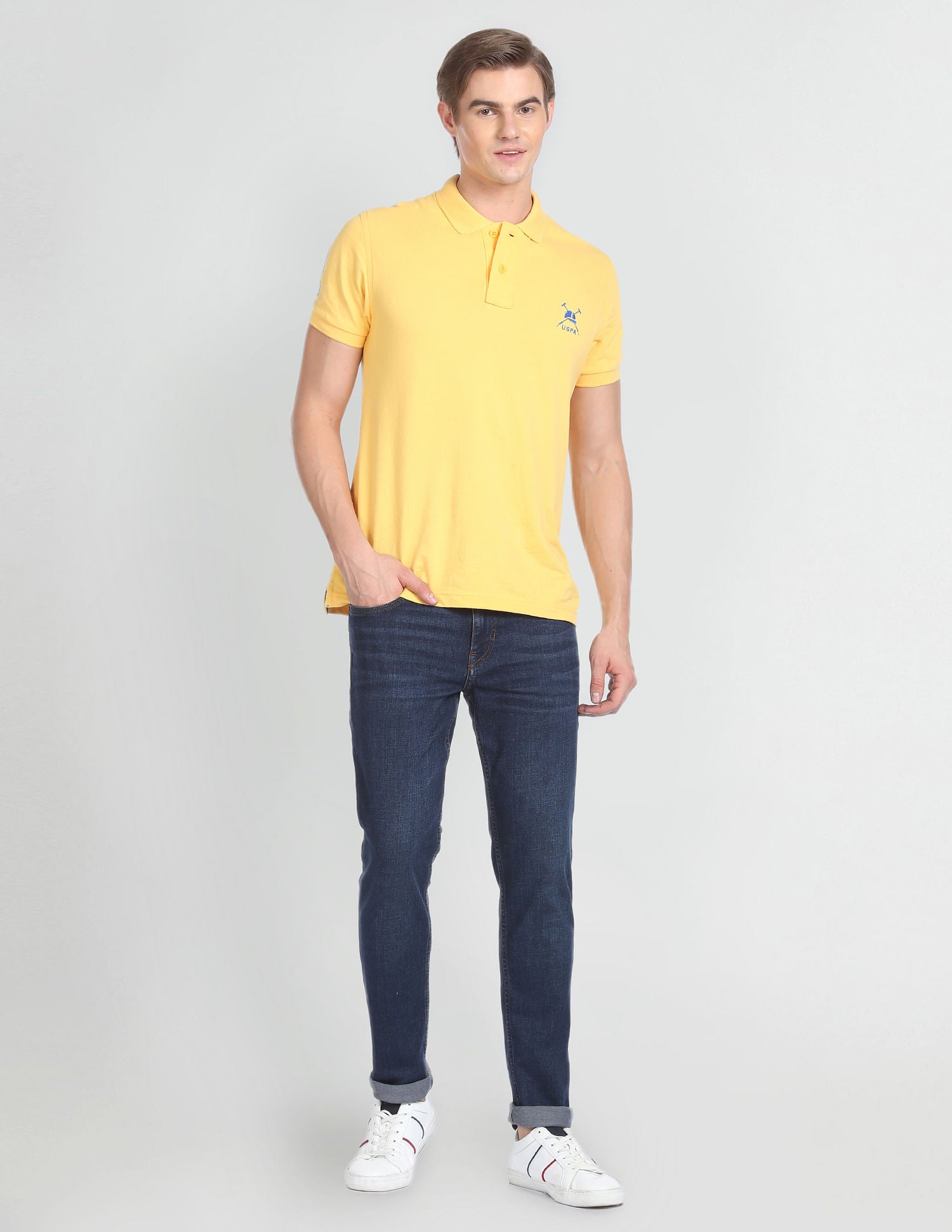 Mid Rise Brandon Slim Tapered Fit Jeans Dark Blue - U.S. Polo Assn. India | Large