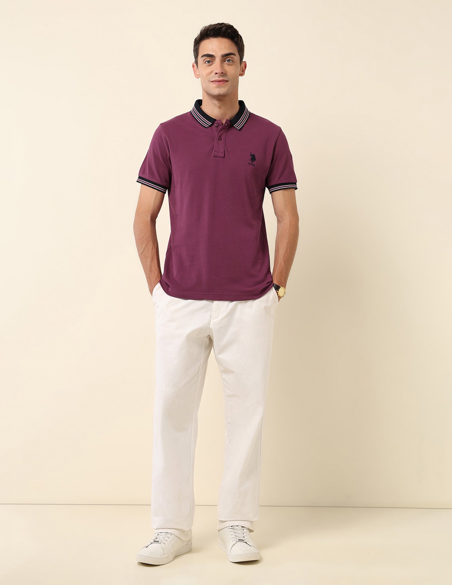 Pure Cotton Slim Fit Polo Shirt Maroon - U.S. Polo Assn. India | Large