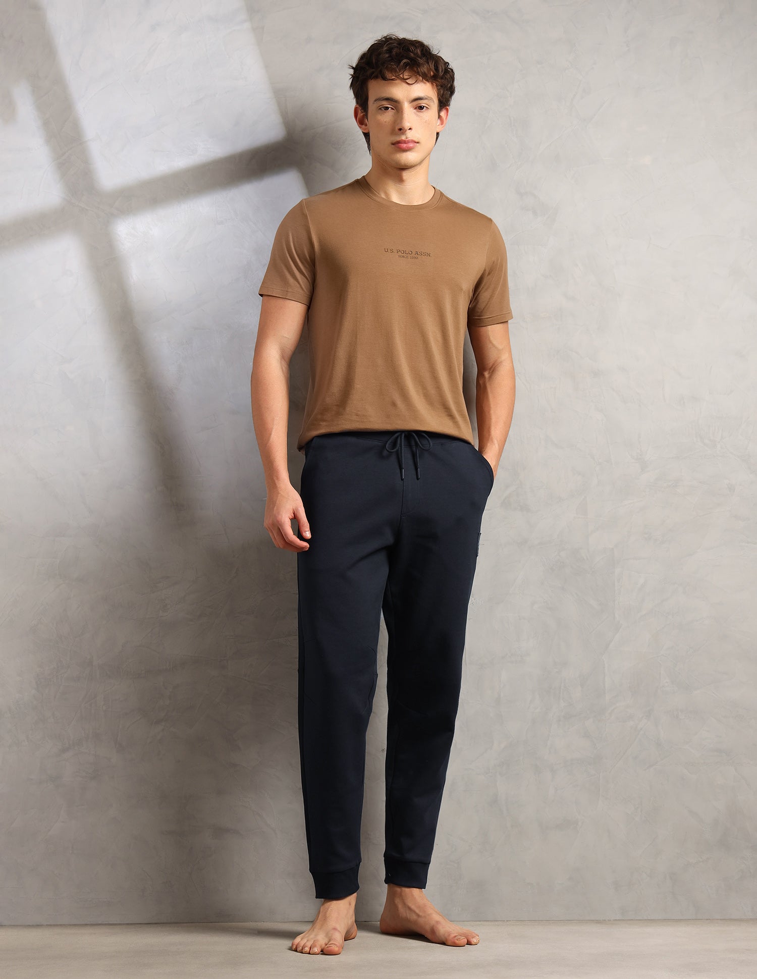 Breathable Mid Rise PJ001-PL Lounge Joggers - Pack Of 1 Navy - U.S. Polo Assn. India | Large