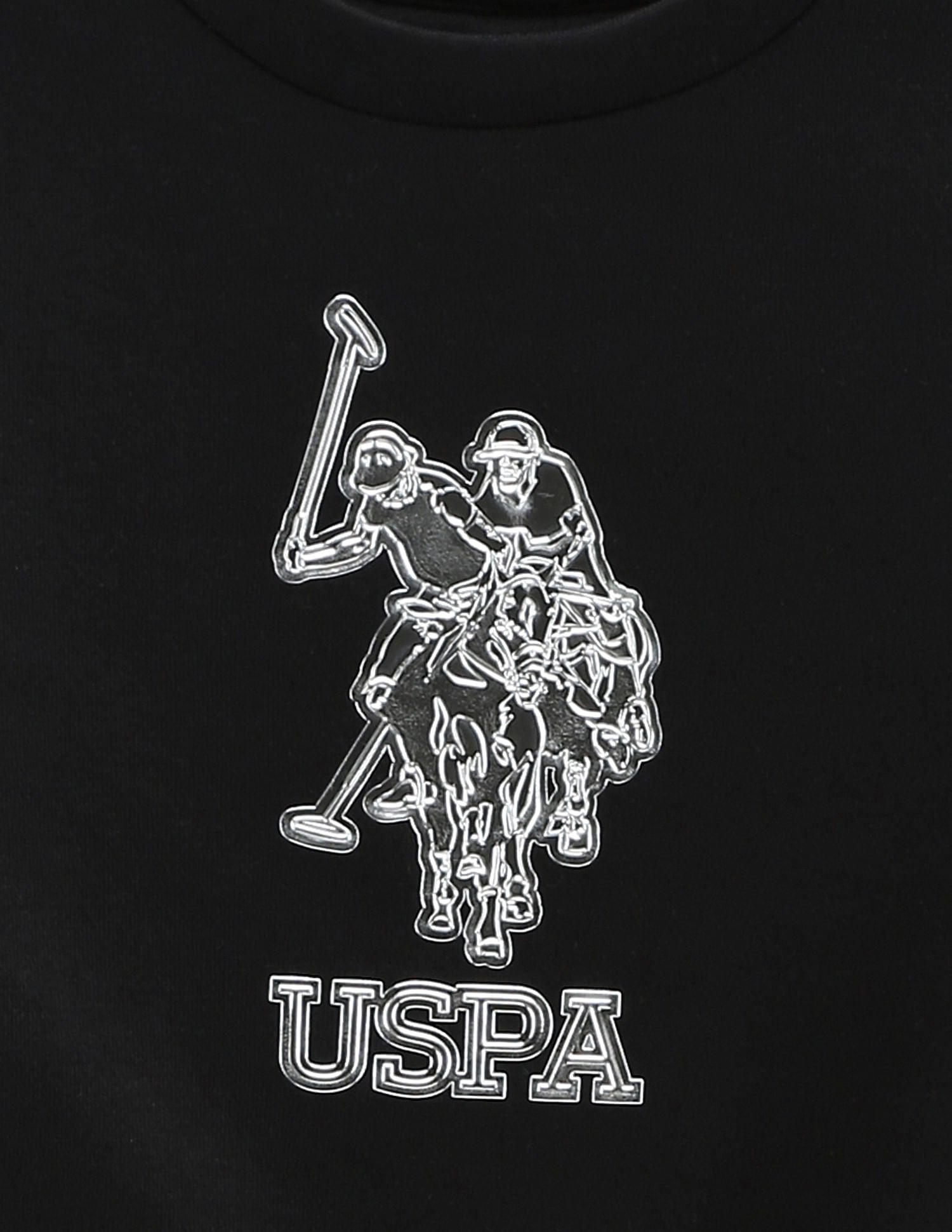 Crew Neck Brand Print Sweatshirt Black - U.S. POLO ASSN. | Large
