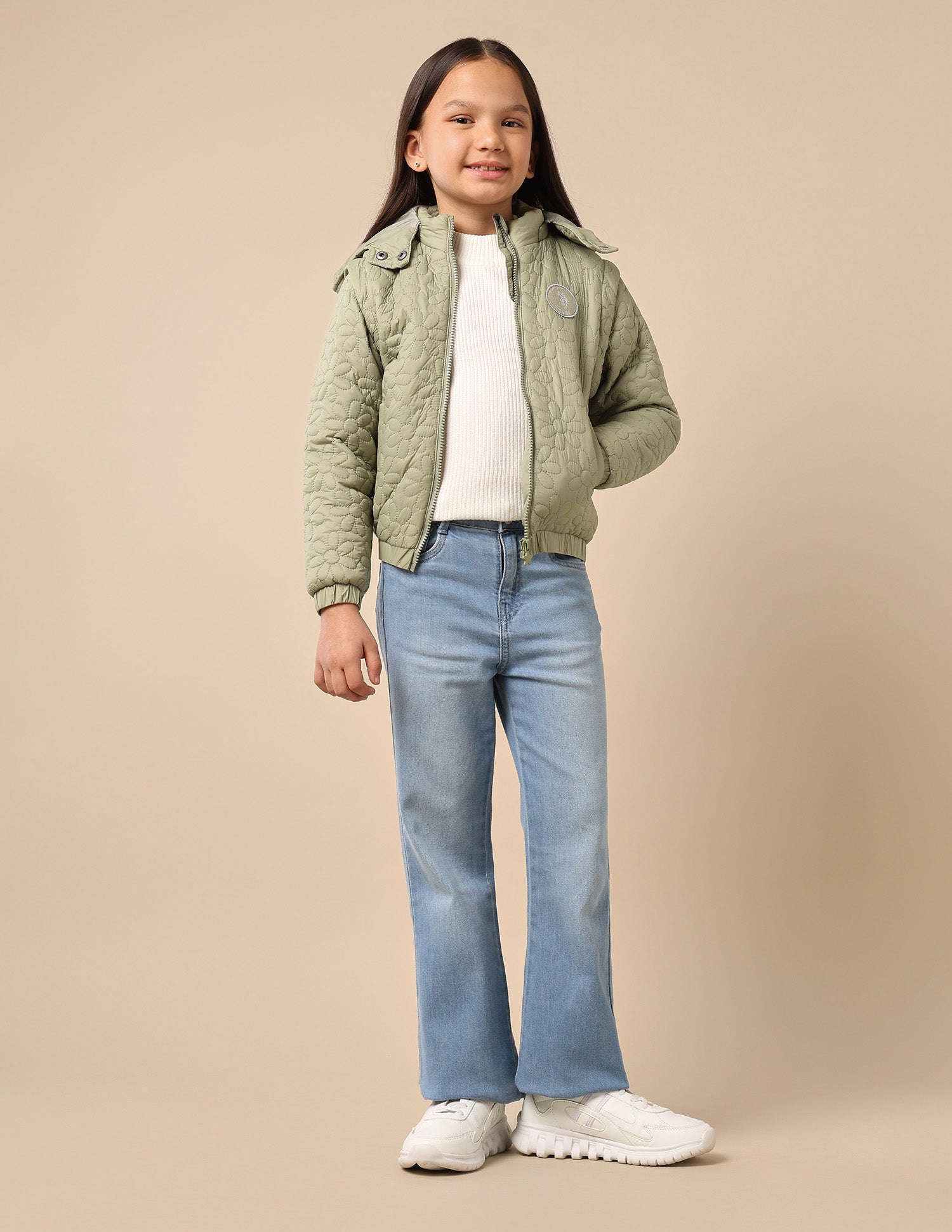 Girls Detachable Hood And Sleeve Jacket Olive - U.S. POLO ASSN. | Large