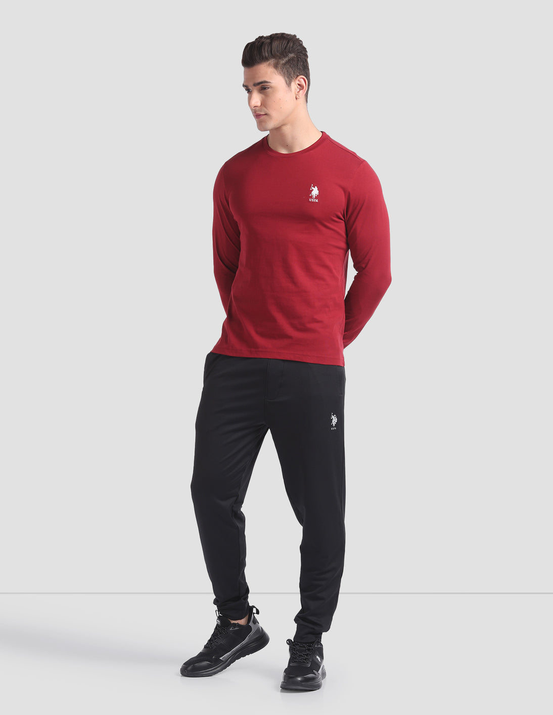 Pure Cotton Long Sleeve I693 Lounge T-Shirt - Pack Of 1 Red - U.S. POLO ASSN. | Large