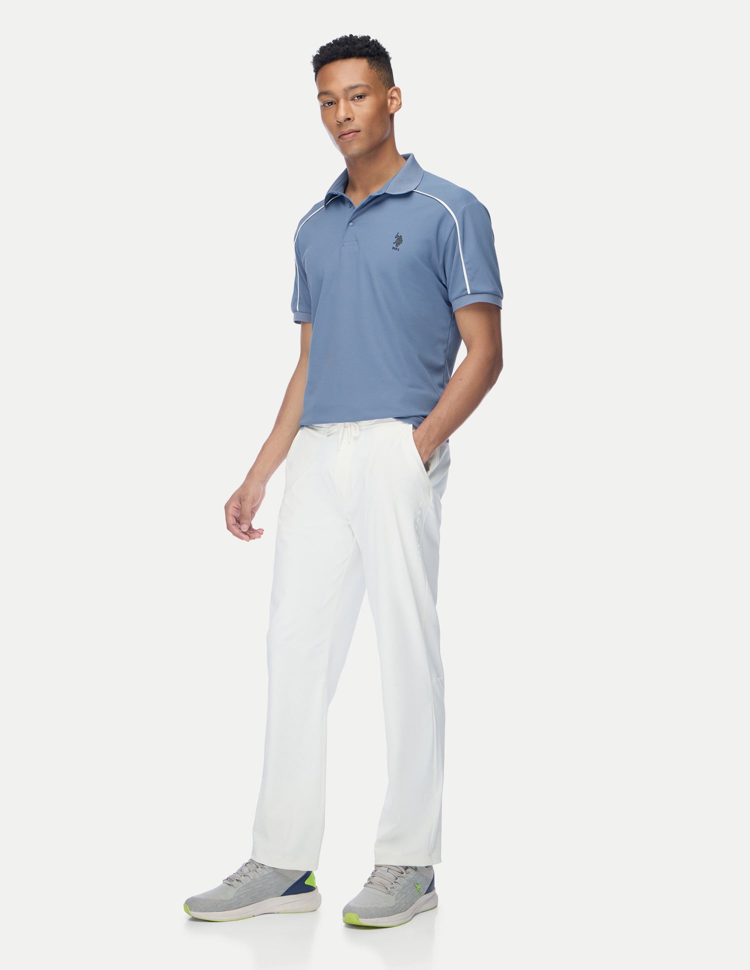 Solid Regular Fit Active Polo Shirt Blue - U.S. Polo Assn. India | Large