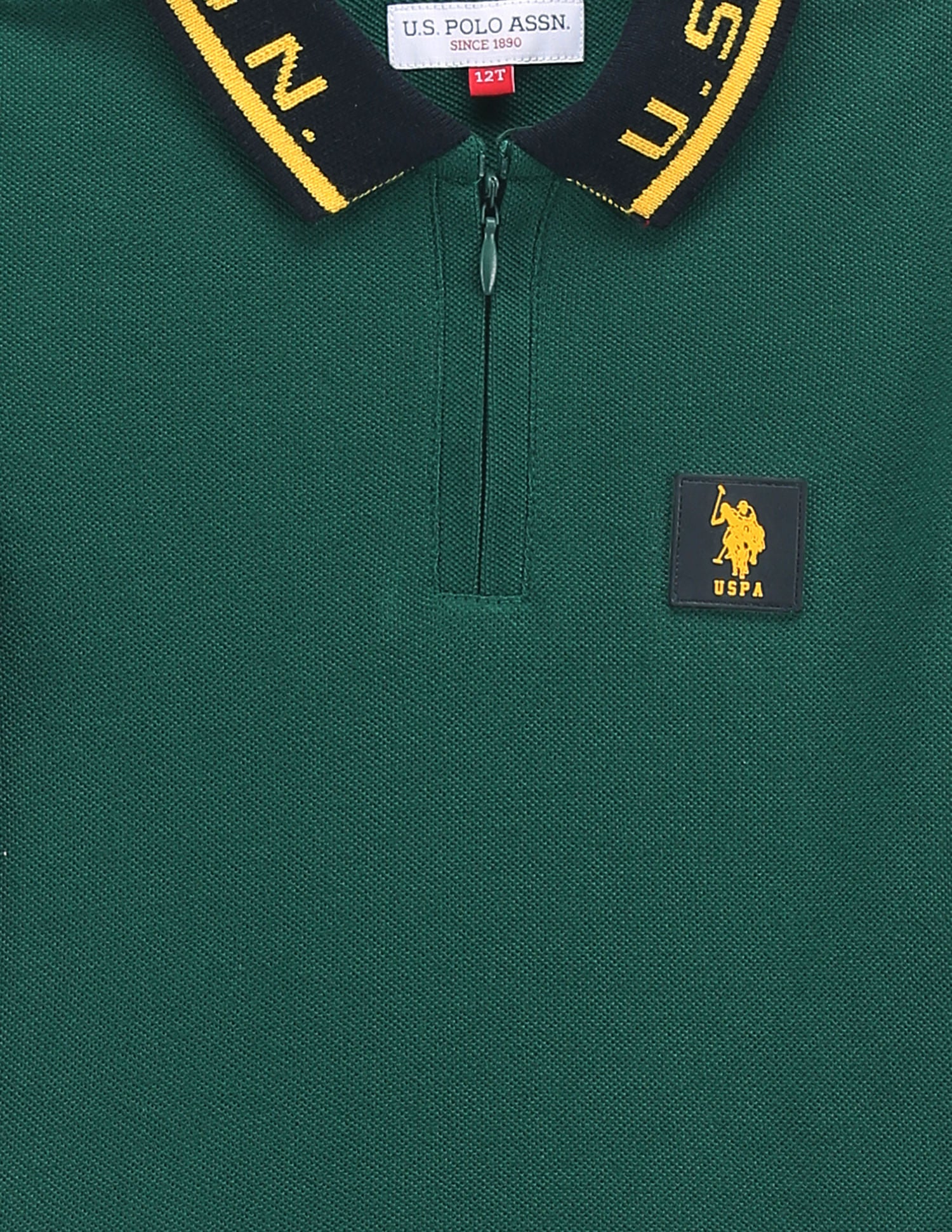 Boys Solid Cotton Polo Shirt Green - U.S. Polo Assn. India | Large