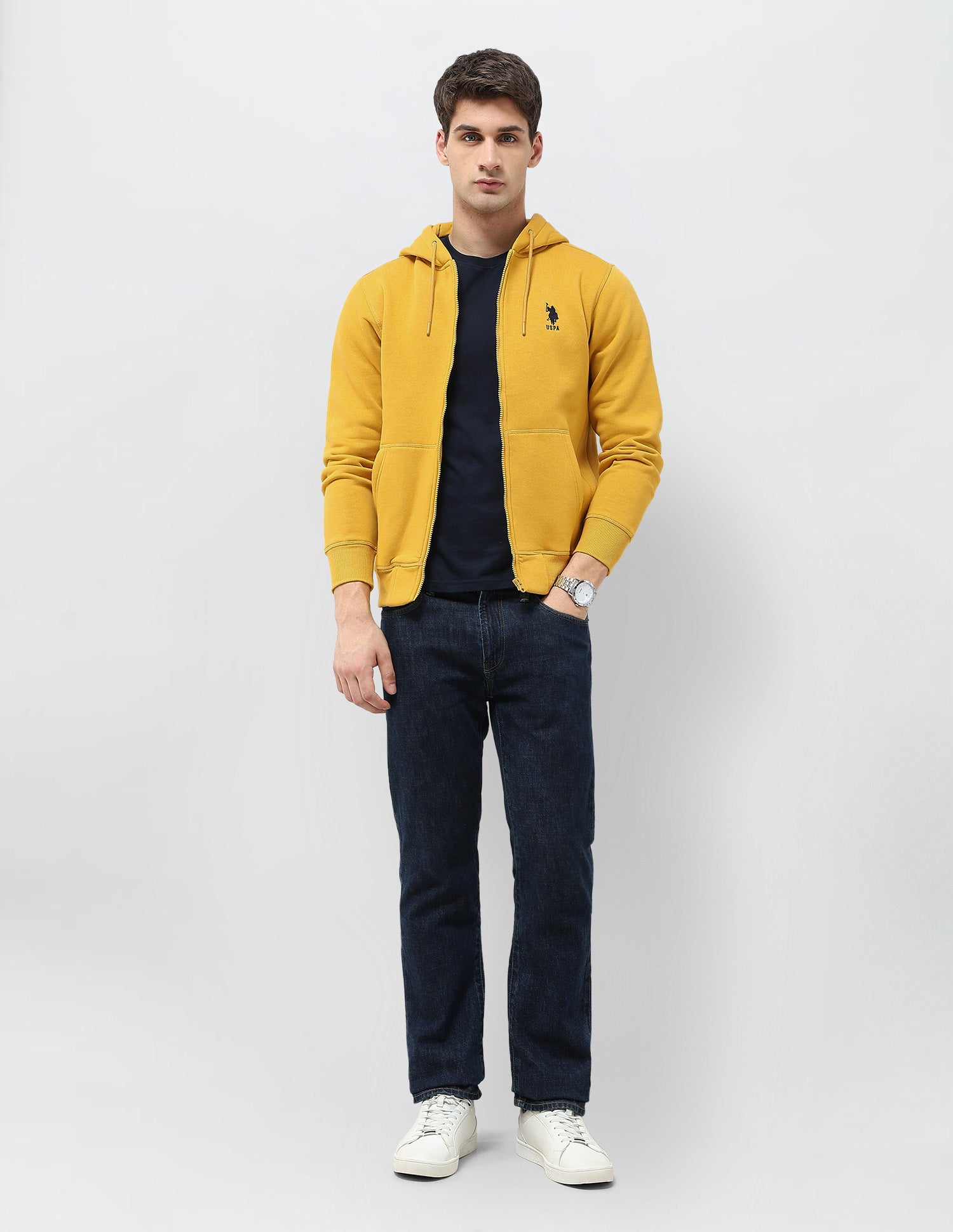 Solid Hooded Sweatshirt Mustard - U.S. POLO ASSN. | Large