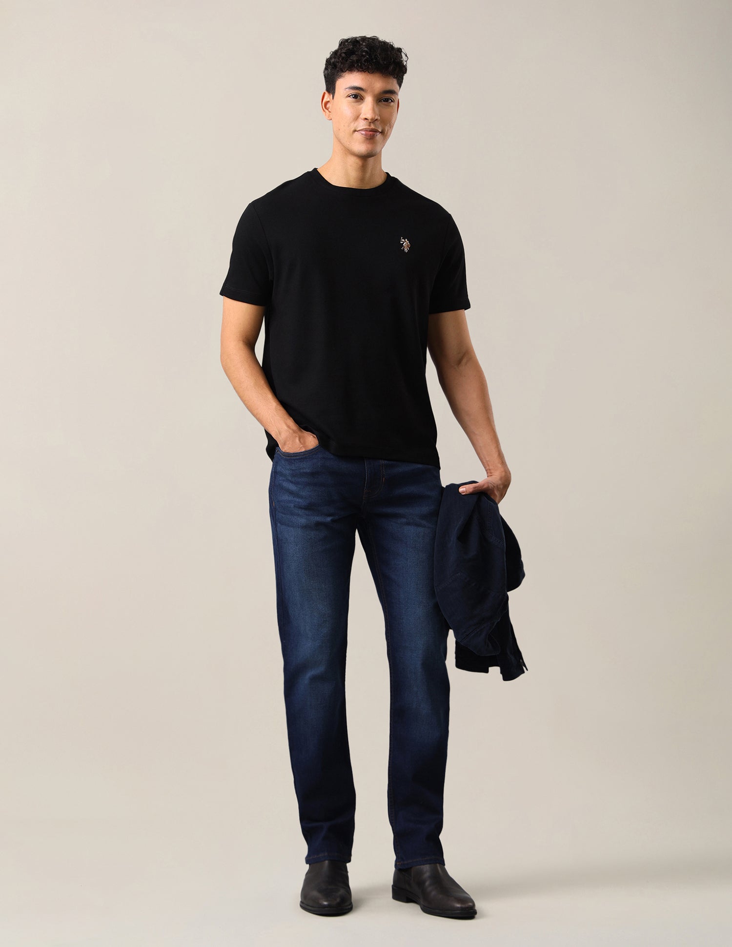 Solid Slim Fit T-Shirt Black - U.S. Polo Assn. India | Large