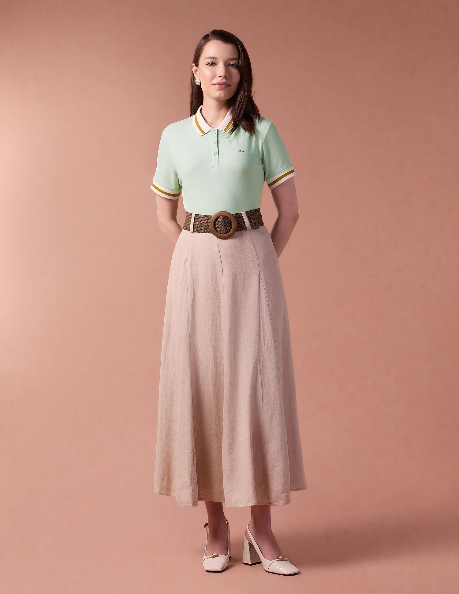 Contrast Collar Metallic Logo Polo Shirt Mint - U.S. POLO ASSN. | Large