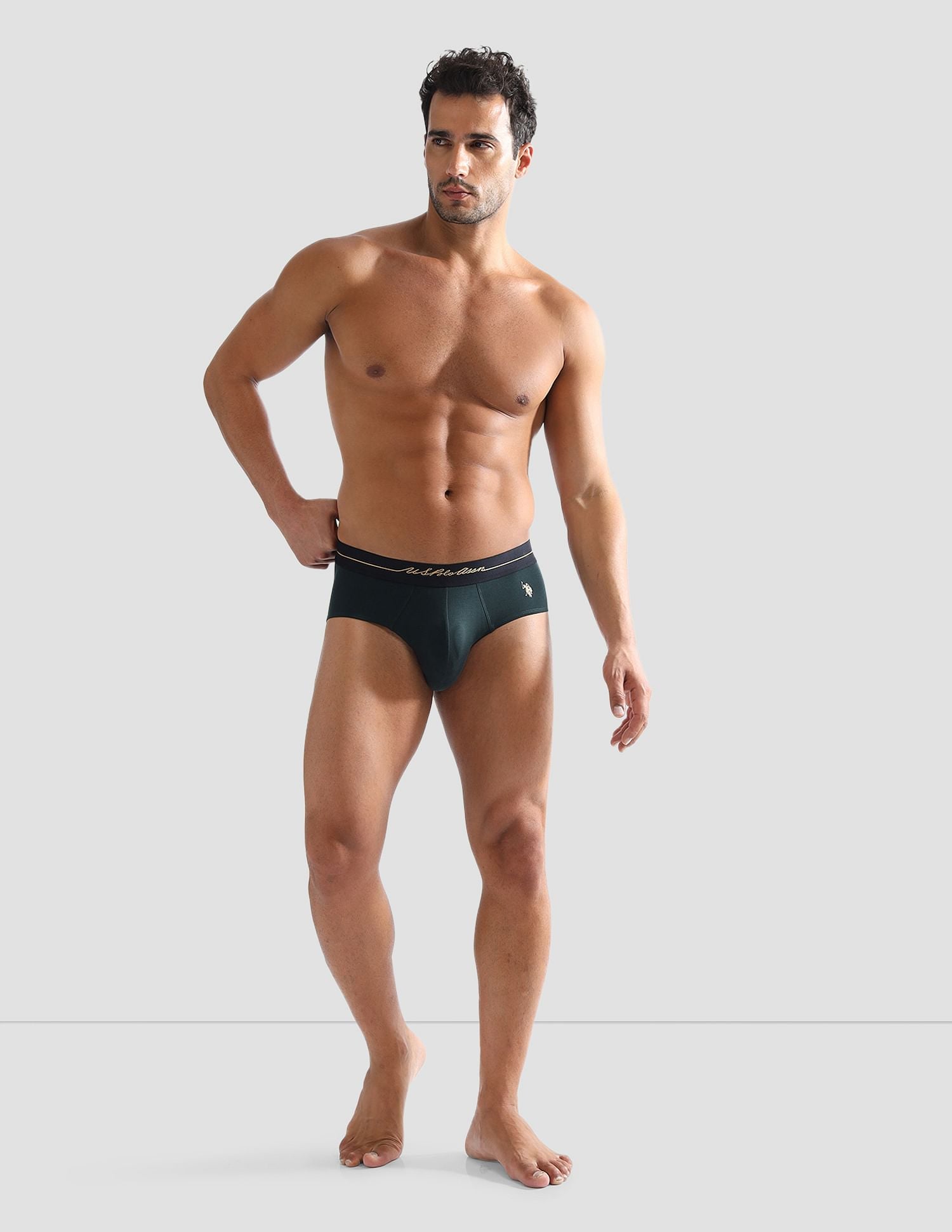 Elasticized Waist Solid PB004 Briefs - Pack of 1 Scarab - U.S. POLO ASSN. | Large
