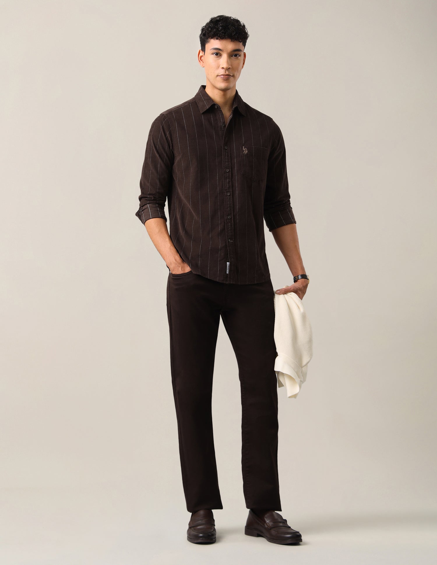 Corduroy Vertical Striped Shirt Choco - U.S. Polo Assn. India | Large