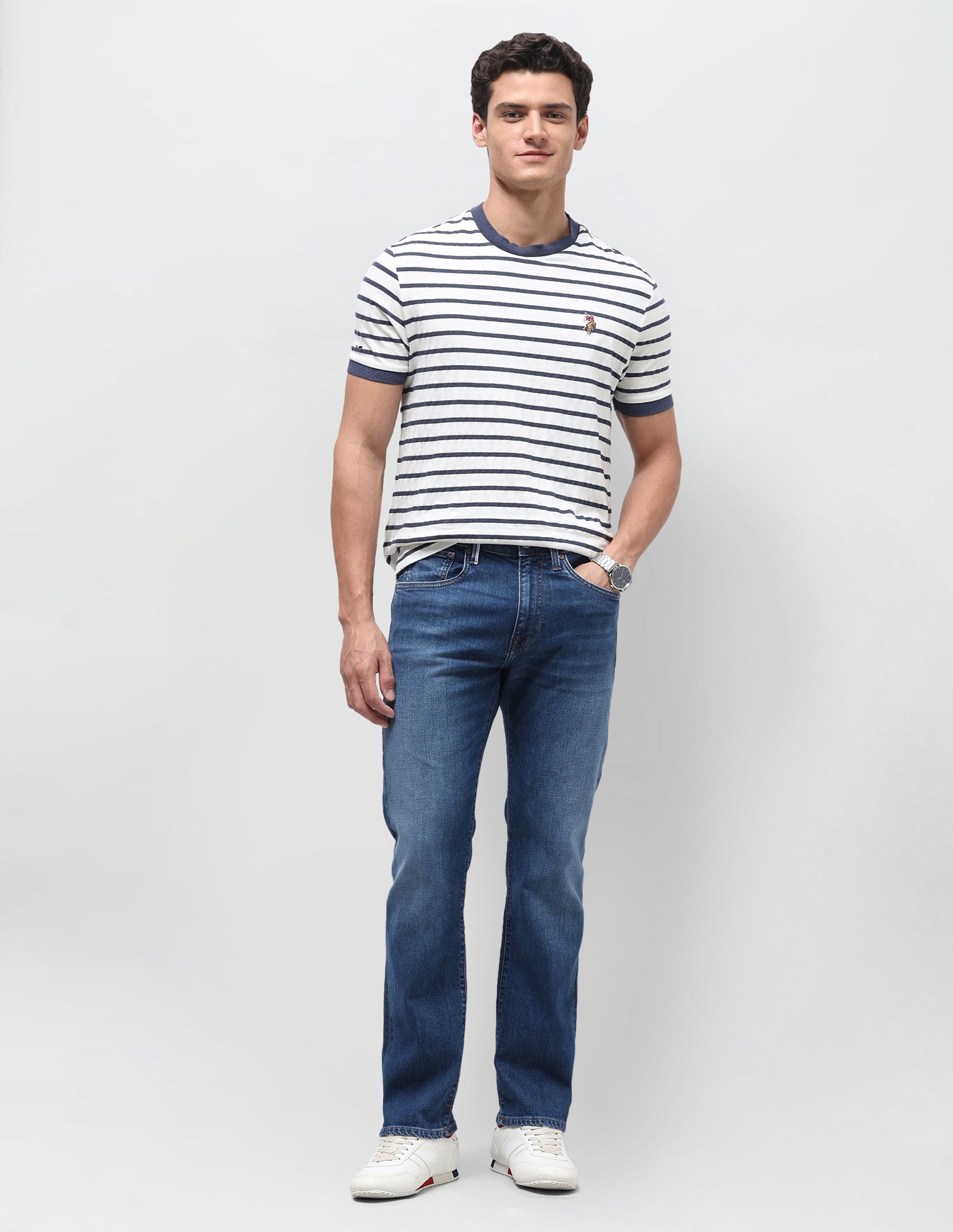 Harold Slim Straight Fit Blue Jeans Mid Blue - U.S. Polo Assn. India | Large
